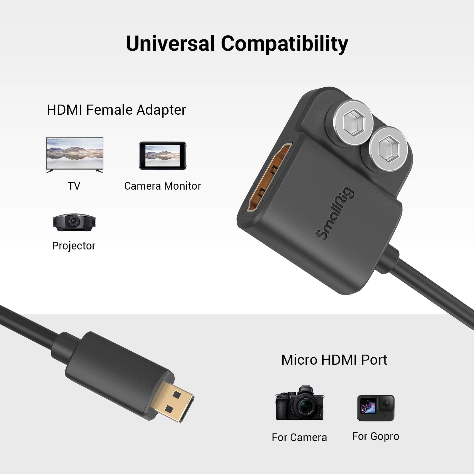 Smallrig Ultra Slim 4K Adapter Cable (D To A), Micro Sized Ports Male To Full Sized Ports Female, 4K@60Hz, For Sony A7R Iv A7Rii