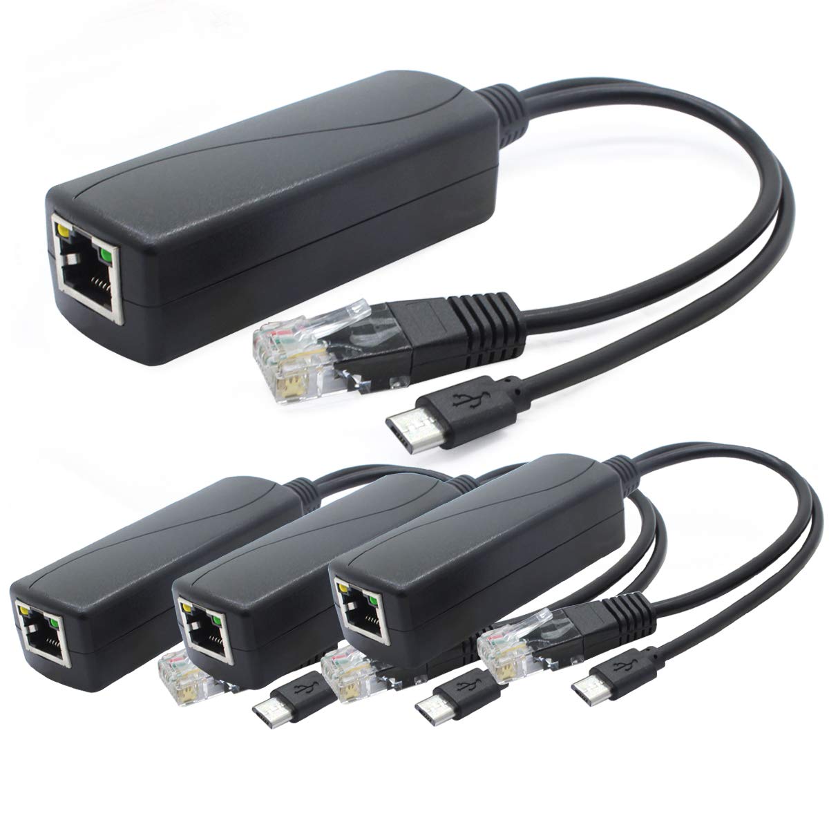 Anvision 4 Pack 5V Poe Splitter, 48V To 5V 2.4A Adapter With Micro Usb Plug, Ieee 802.3Af Compliant, For Ip Camera, Tablets, Dro