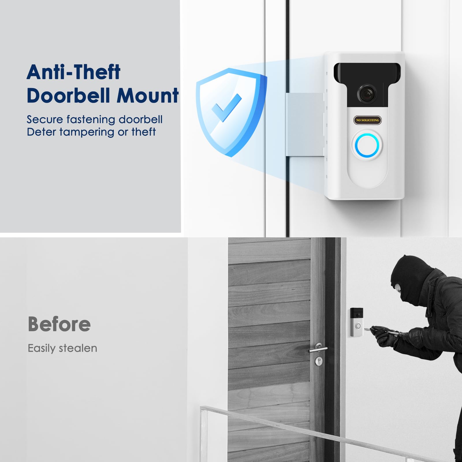 Kimilar 2024 Upgrade Anti Theft Video Doorbell Mount, Not Block Doorbell Motion Sensor, Adjustable No Drill Mounting Bracket Wed