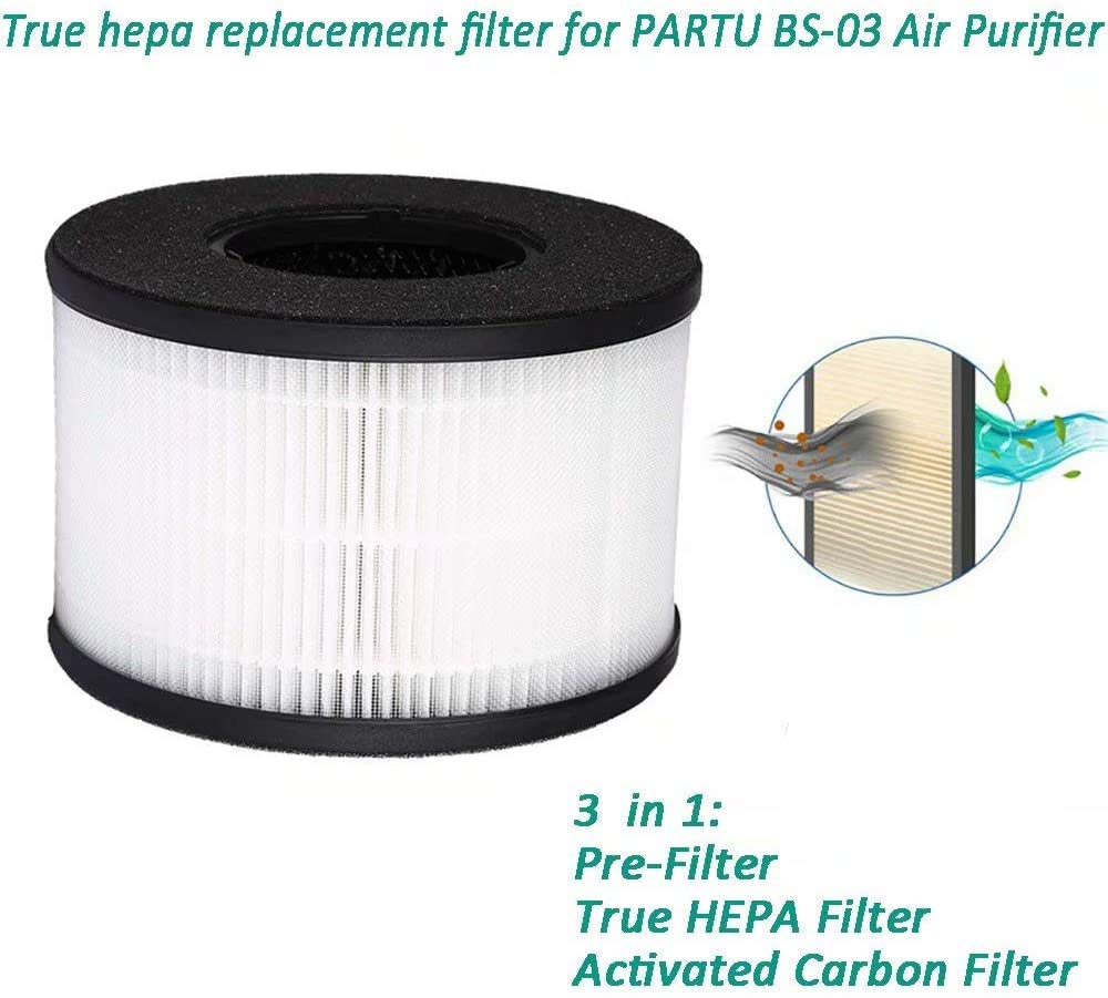 Bs 03 Hepa Air Filter Replacement Filter,3 In 1 True Hepa Filter Compatible With Partu Bs 03 Hepa Air Purifier Part U, 1 Pack