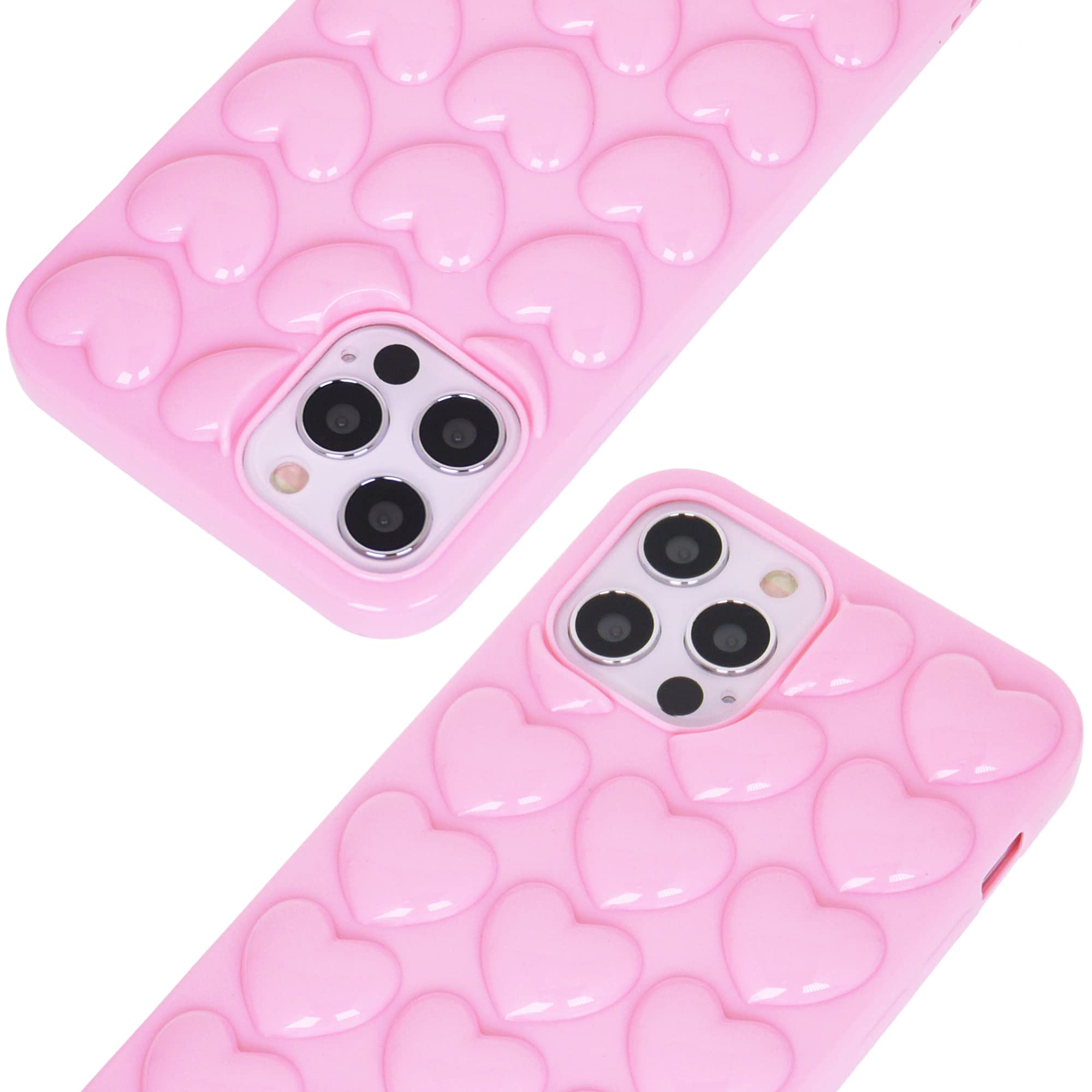 Dmaos Iphone 12 Mini Case For Women, 3D Pop Bubble Heart Kawaii Gel Cover, Cute Girly For Iphone12 Mini 5.4 Inch - Baby Pink