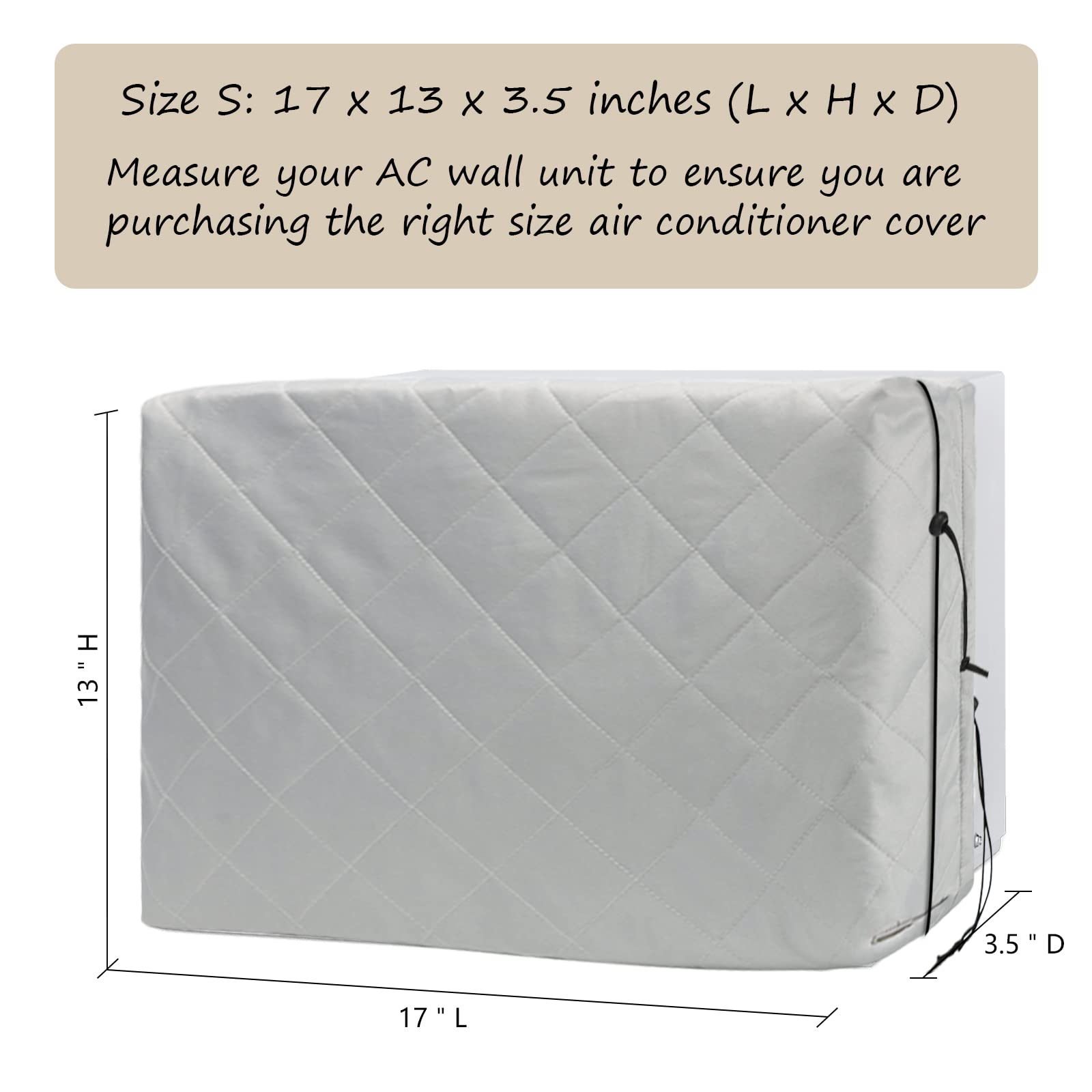 Indoor Air Conditioner Cover,Small Ac Unit Window Cover For Inside Double Insulation With Elastic Drawstring 17L X 13H X 3.5D In