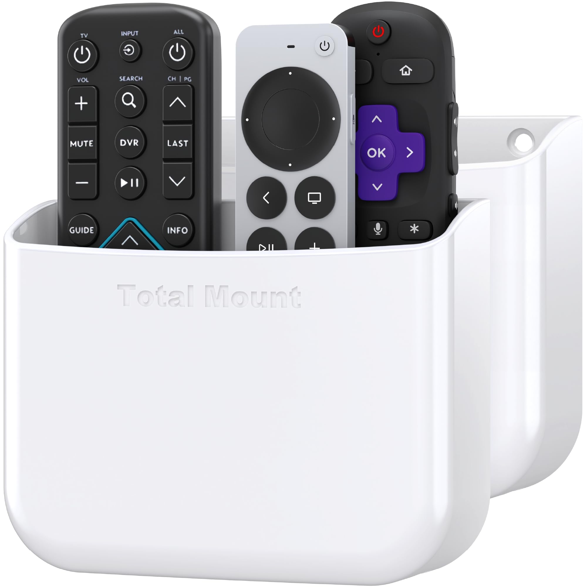Totalmount Hole Free Remote Holders   Eliminate Need To Drill Holes In Your Wall (For 2 Or 3 Remote Controls   White   Quantity