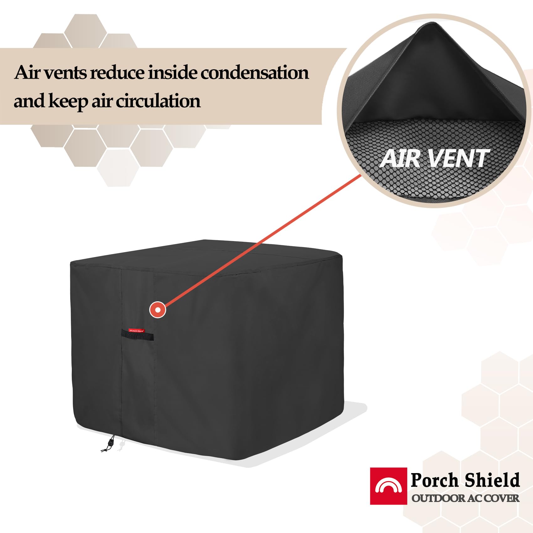 Porch Shield 600D Waterproof Air Conditioner Covers For Outside Units Square Ac Cover Black   26 X 26 X 30 Inch