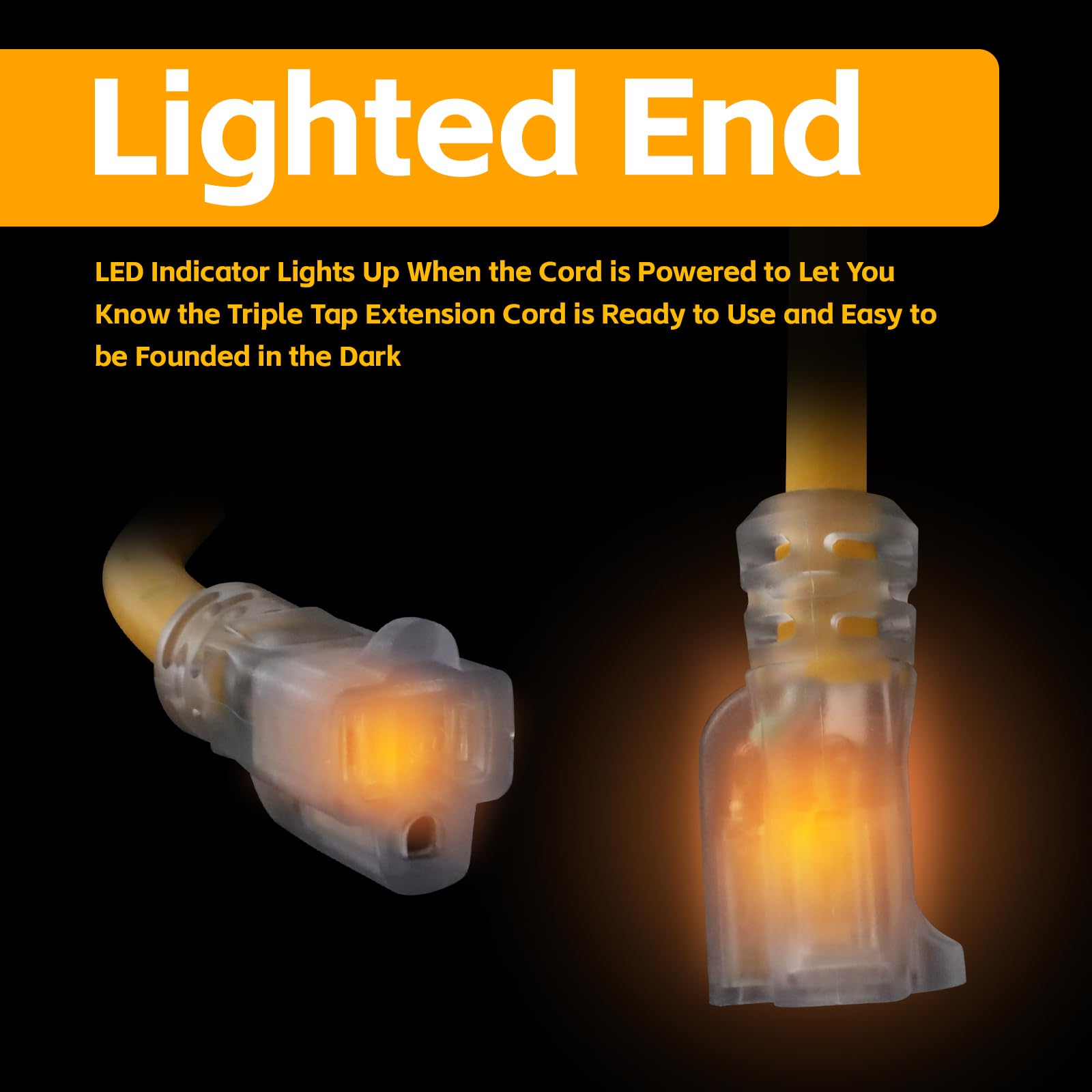 Ultra Explorer Indoor Extension Cord Waterproof 6 Ft, 12 Gauge Heavy Duty Yellow Extension Cord Sjtw, Flexible Cold Resistant 3