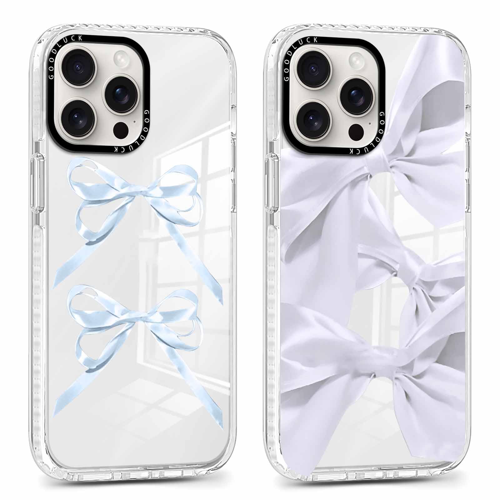 Rumdey 2 Pack Clear Bow Phone Case For Iphone 16 Pro Max 6.9 Inch, Cute Aesthetic Pattern Design Protective Soft Slim Shockproof