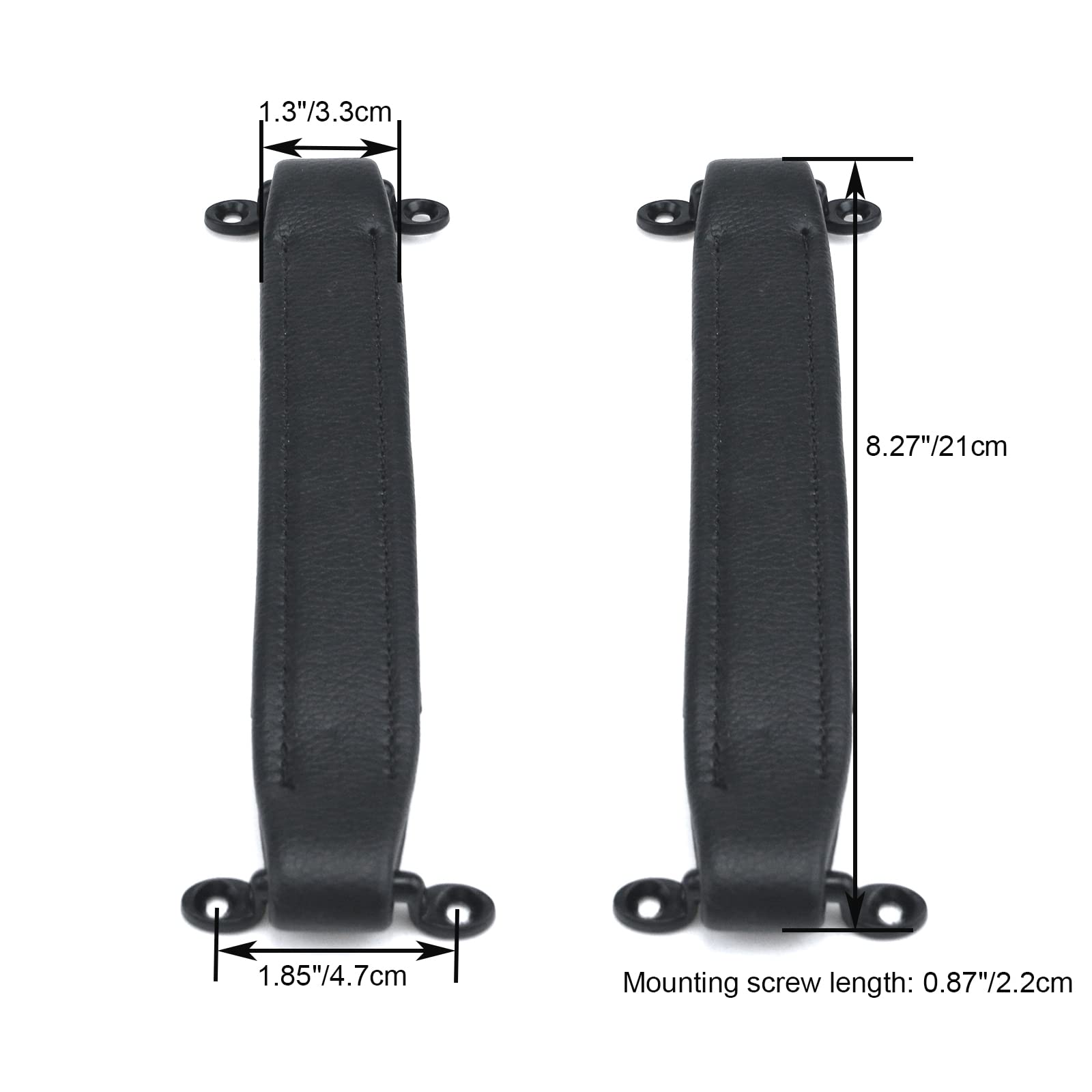 Woogim 2Pcs Black Vintage Leather Amp Amplifier Handles 8.27'' Replacement Strap Handle With Mounting Screws For Amplifiers Suit