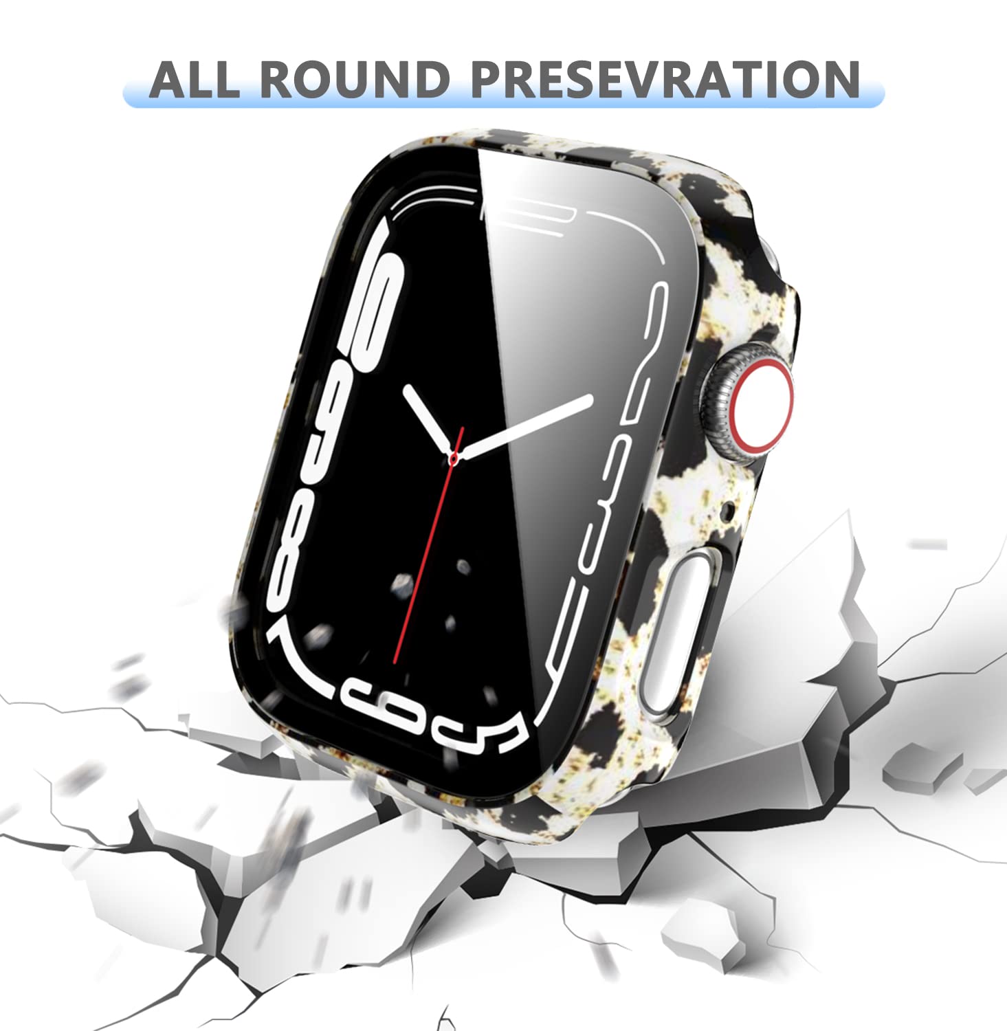 Rontion 6 Pack Hard Pc Case Compatible With Apple Watch Series 9 8 7 41Mm With Tempered Glass Screen Protector, Ultra Thin Scrat