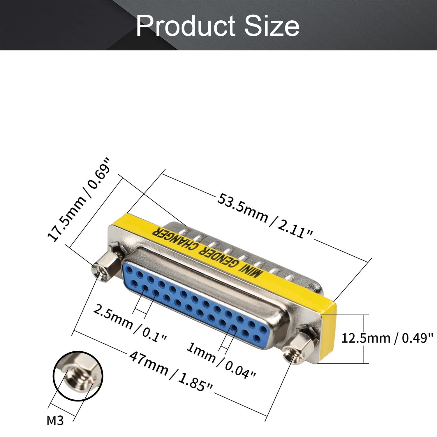 Fielect Db25 Vga Gender Changer 25 Pin Female To Male 2 Row Mini Gender Changer Coupler Adapter Connector For Serial Application