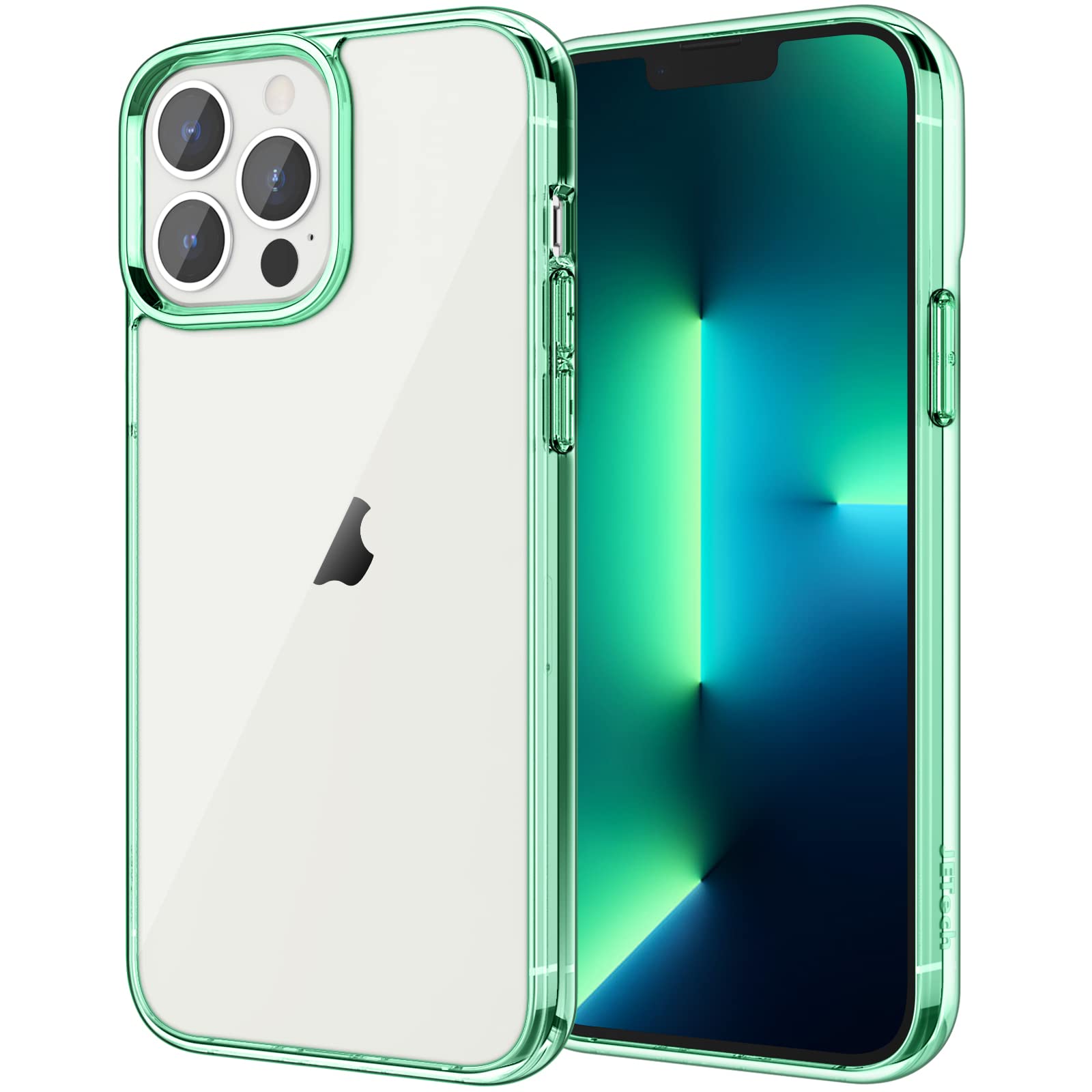 Jetech Case For Iphone 13 Pro 6.1 Inch, Non Yellowing Shockproof Phone Bumper Cover, Anti Scratch Clear Back (Midnight Green)