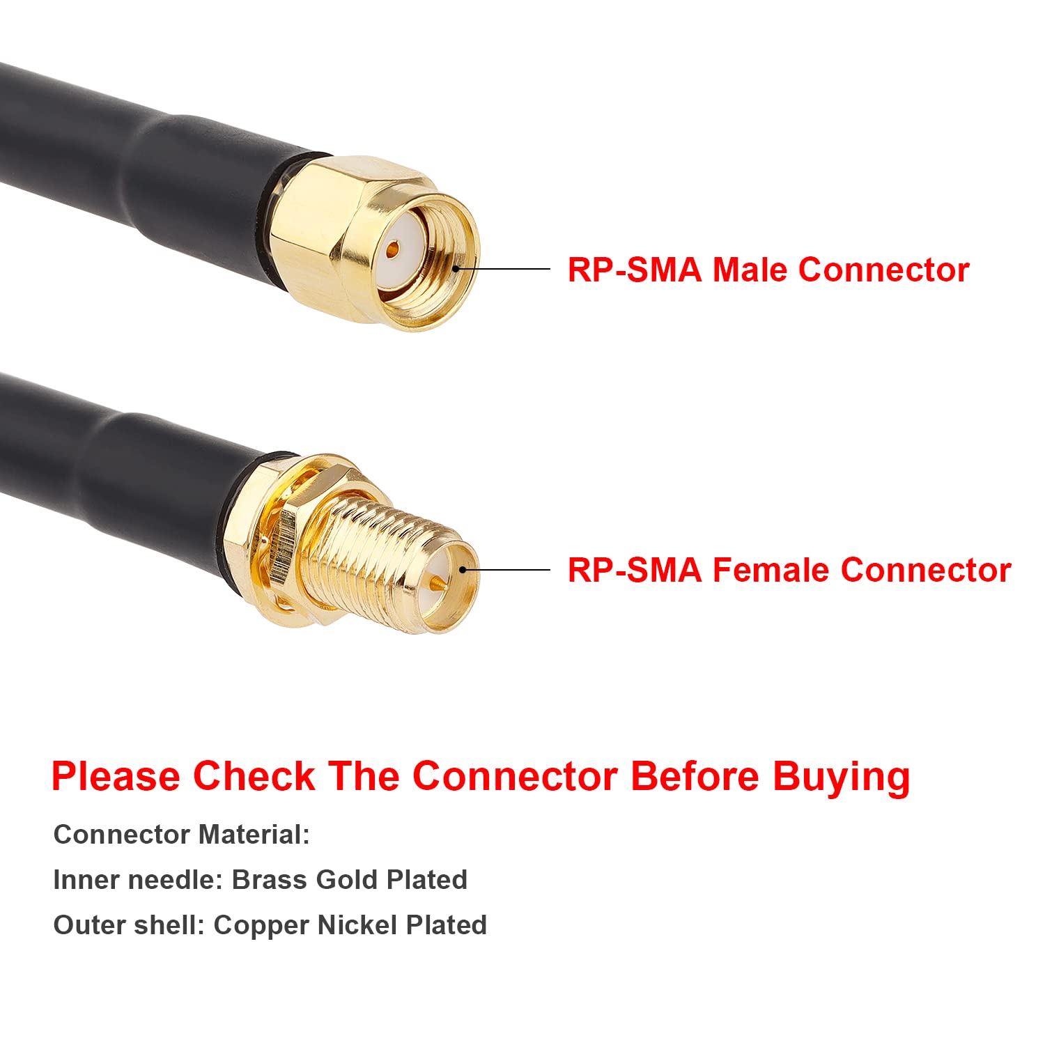 Rp Sma Male To Rp Sma Female Coax Cable, Xrds  Rf 15Ft Low Loss Rg58 Rp Sma Wifi Antenna Extension Coax Cable For Wifi Lan Route