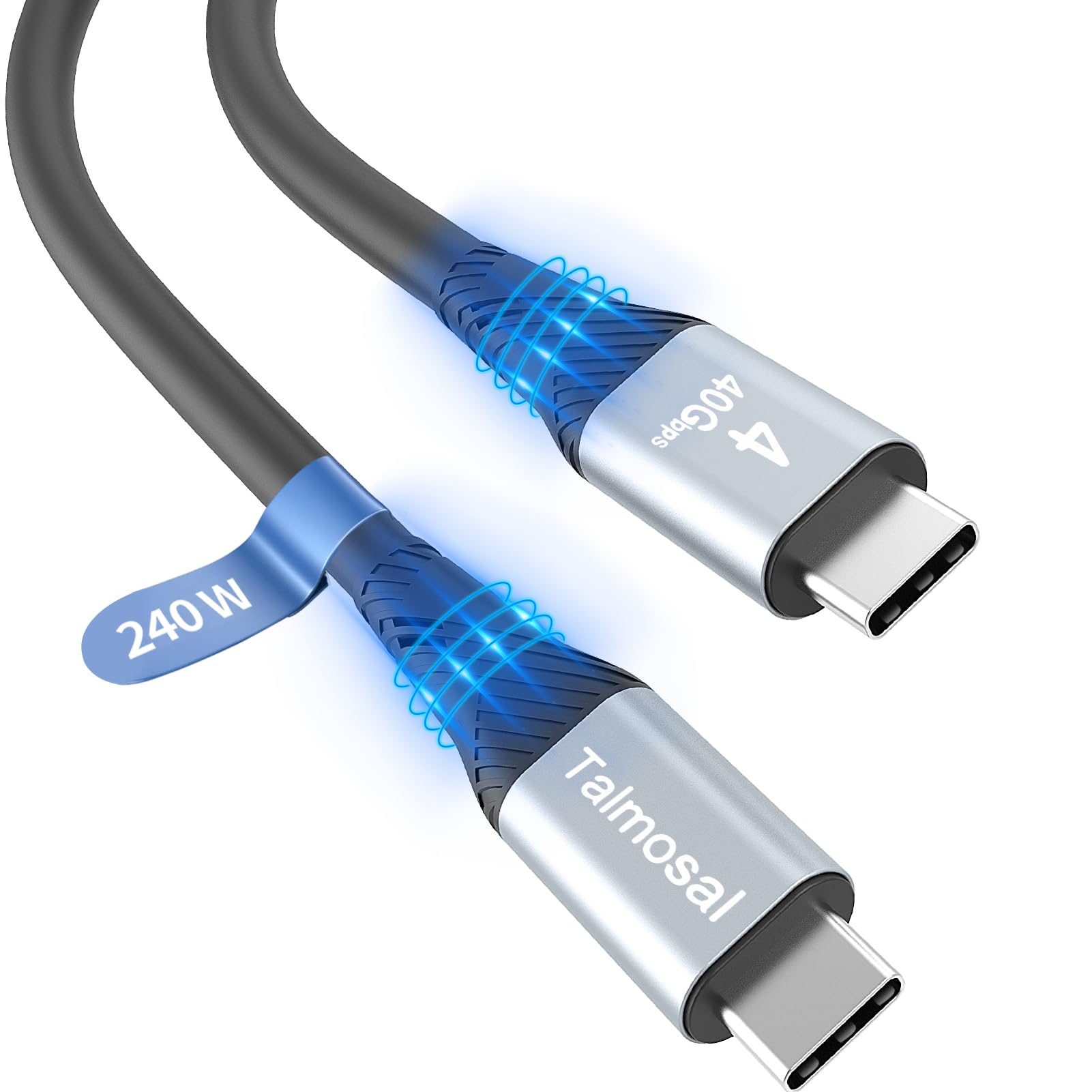 Talmosal 240W For Thunderbolt 4 Cable 10 Ft, Support 8K@60Hz, 4K@144Hz 40Gbps/240W Pd Charging For Iphone 15 Pro/15 Pro Max, Usb