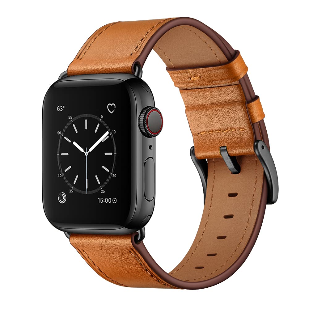 Ouheng Compatible With Apple Watch Band 49Mm 45Mm 44Mm 42Mm, Genuine Leather Band Replacement Strap Compatible With Apple Watch 
