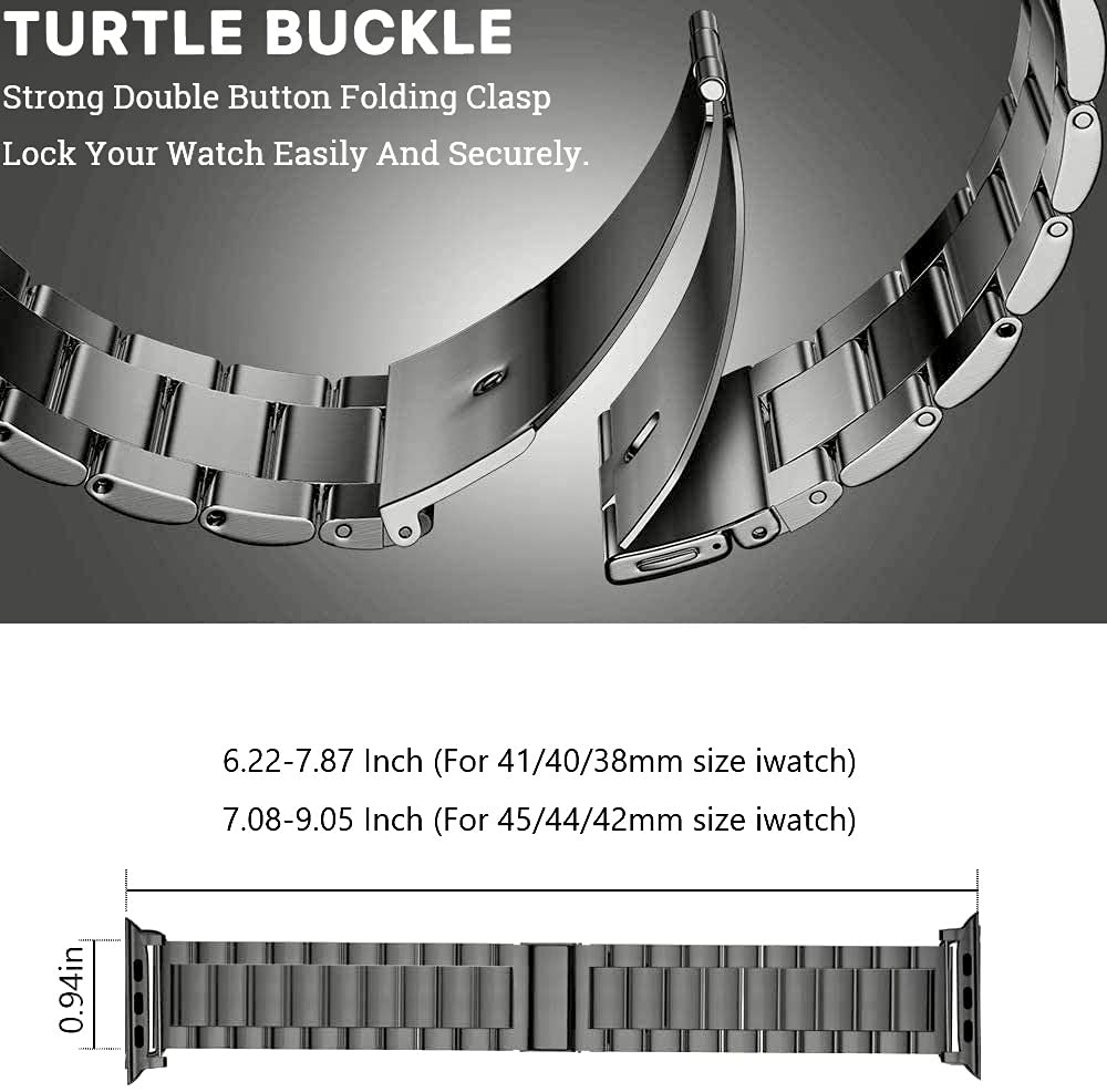 Epuly Metal Band Compatible With Apple Watch Band 49Mm 45Mm 44Mm 42Mm 41Mm 40Mm 38Mm Men & Women, Business Stainless Steel Strap