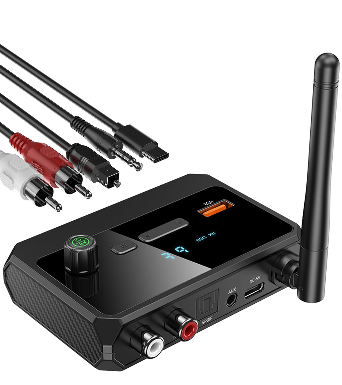 Kaiy Bluetooth 5.3 Receiver For Home Stereo, Optical Low Latency & Hd Music Audio Bluetooth To Rca Adapter For Stereo/Speakers/W