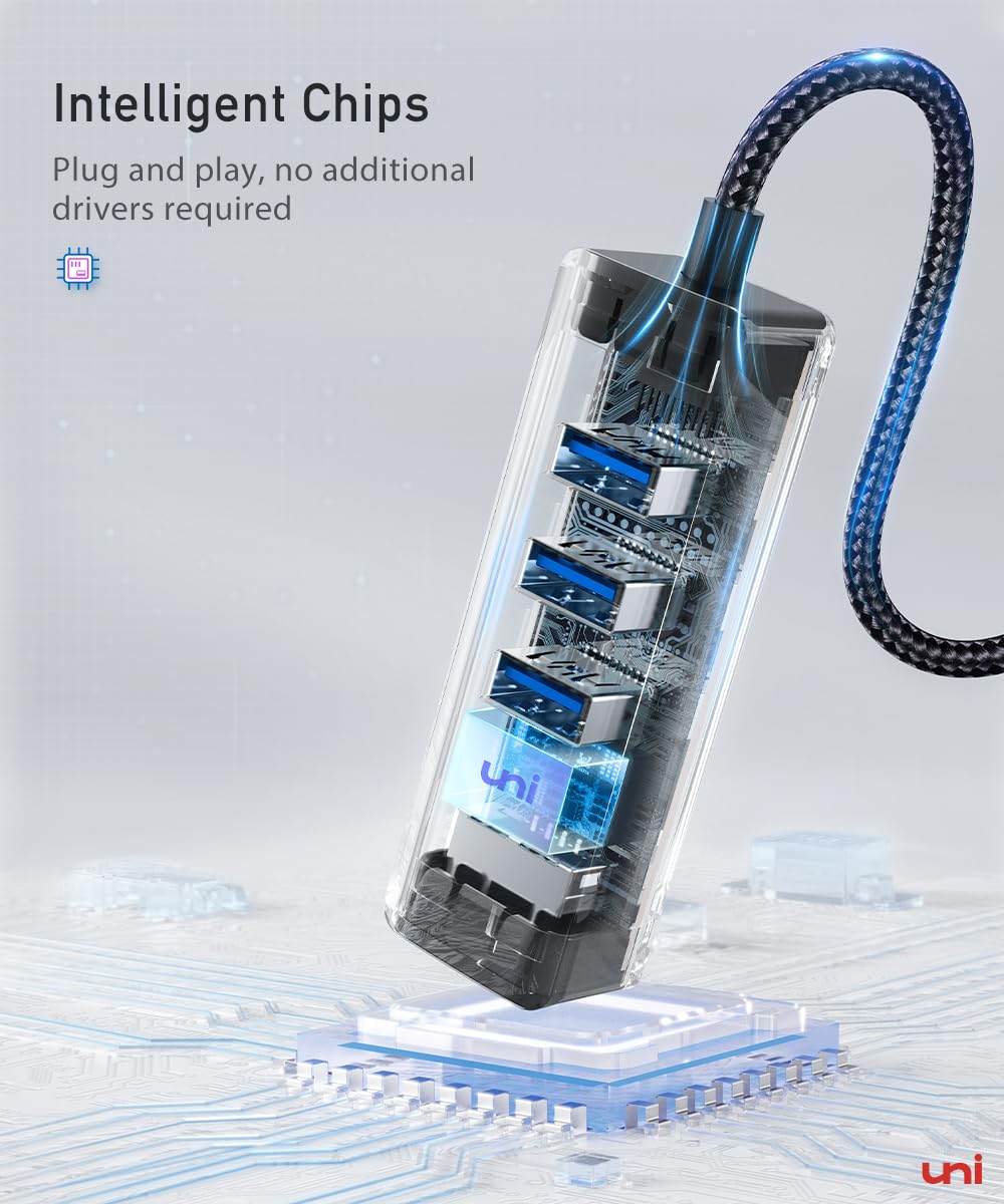 Uni Usb To Ethernet Adapter, Usb 3.0 Hub With 100/1000 Mbps Rj45 Ethernet Driver Free, Sturdy Aluminum 4 In 1 Usb A To Lan Netwo