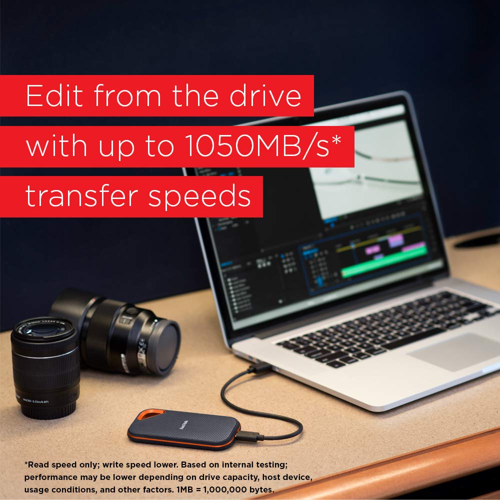 Sandisk 2Tb Extreme Pro Portable External Ssd - Up To 1050Mb/S - Usb-C, Usb 3.1 - Sdssde80-2T00-G25