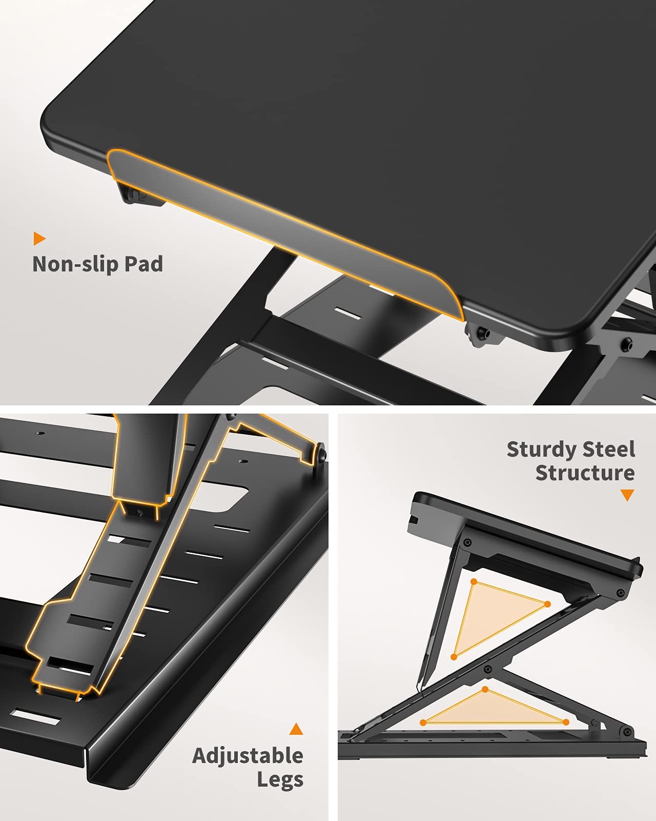 Huanuo Adjustable Laptop Stand For Desk, Adjustable Height Laptop Riser   Easy To Sit Or Stand With 9 Adjustable Angles, Portabl