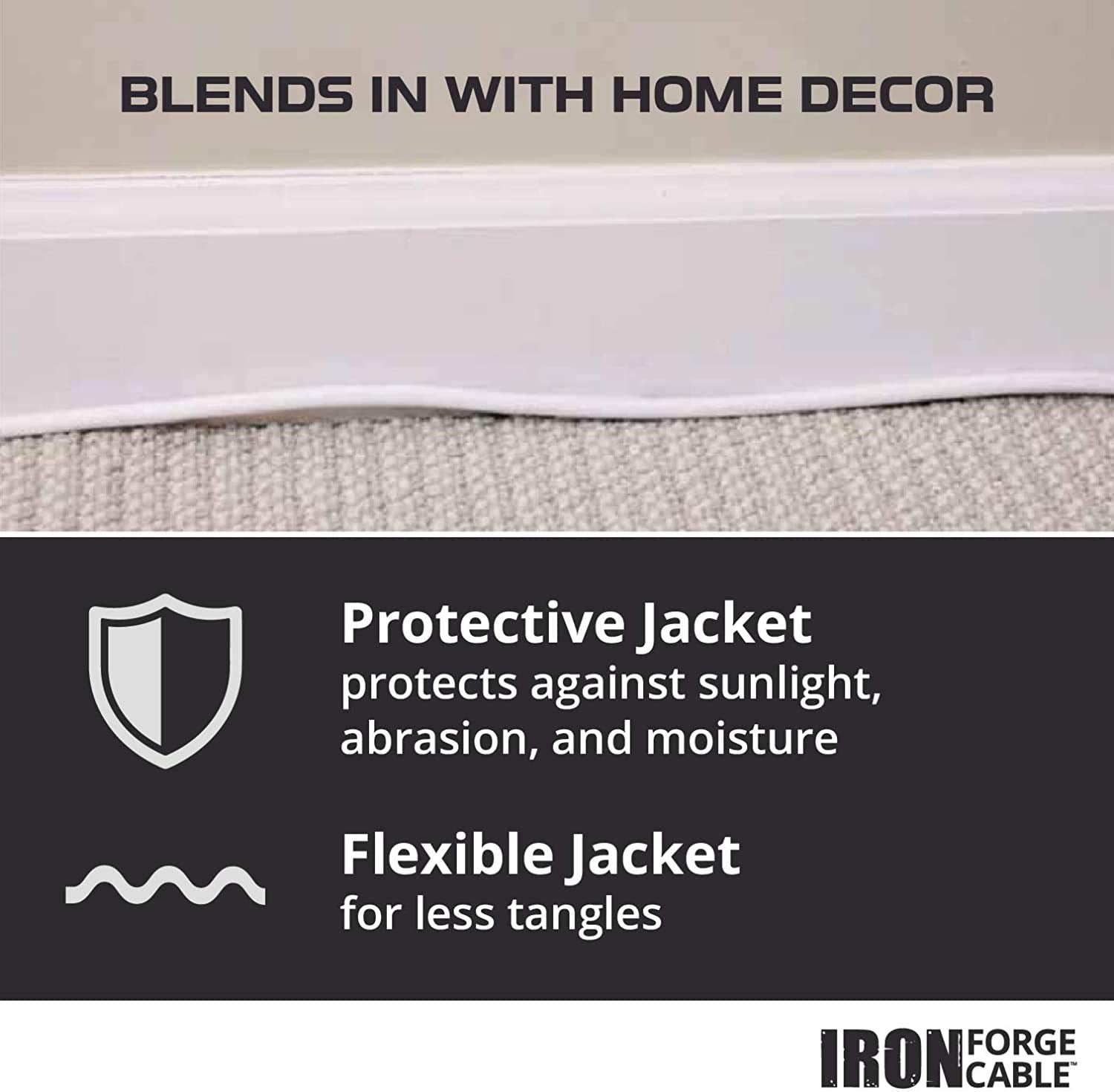 Iron Forge Cable 2 Prong Outdoor Extension Cord 50 Ft   16 Gauge 13 Amp Heavy Duty Power Extension Cords   Sjtw   Great For Outd