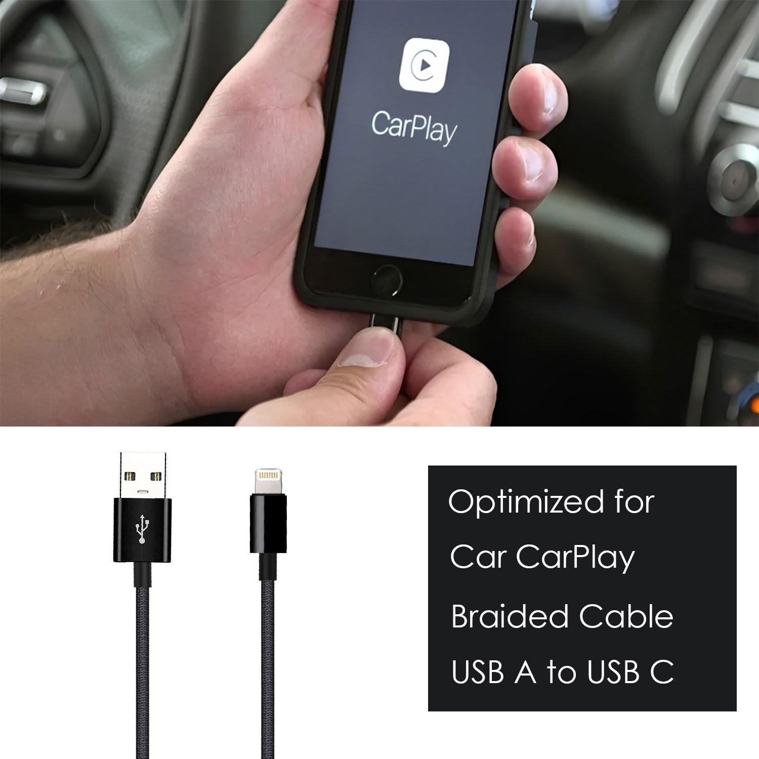 Iphone 15 Car Carplay Cable, Usb A To Usb C Cable For Iphone 15, 15 Pro Max, 15 Plus, Ipad 10Th Gen, Ipad Pro 12.9/11, Ipad Air