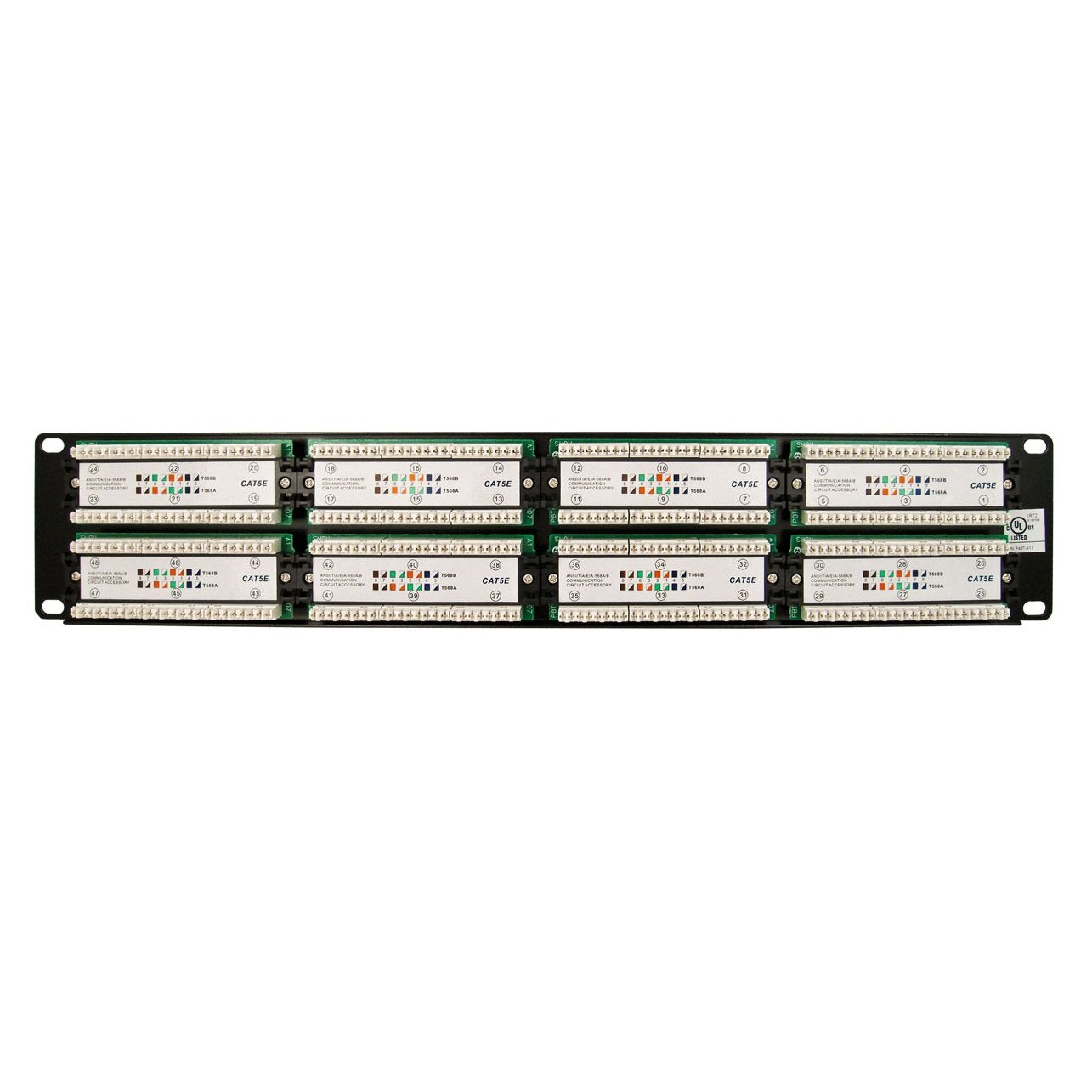 Vertical Cable Cat5E 48 Port 19'' Horizontal Rackmount 2U Patch Panel