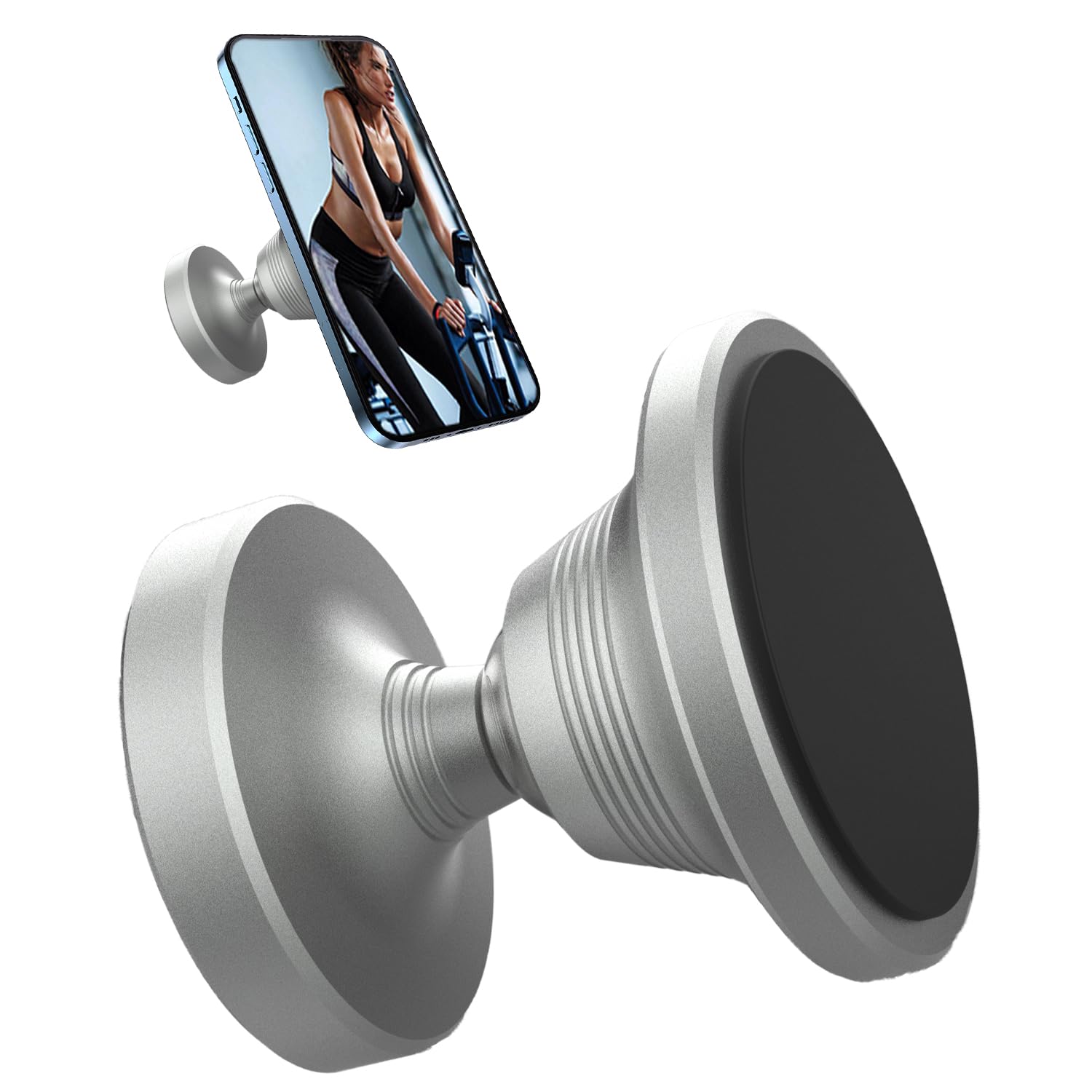 Efocakiox Dual Magnetic Phone Holder For Gym, Gym Magnet Phone Mount&Holder For Videos & Photos, Attaches To Any Metal Surface- 