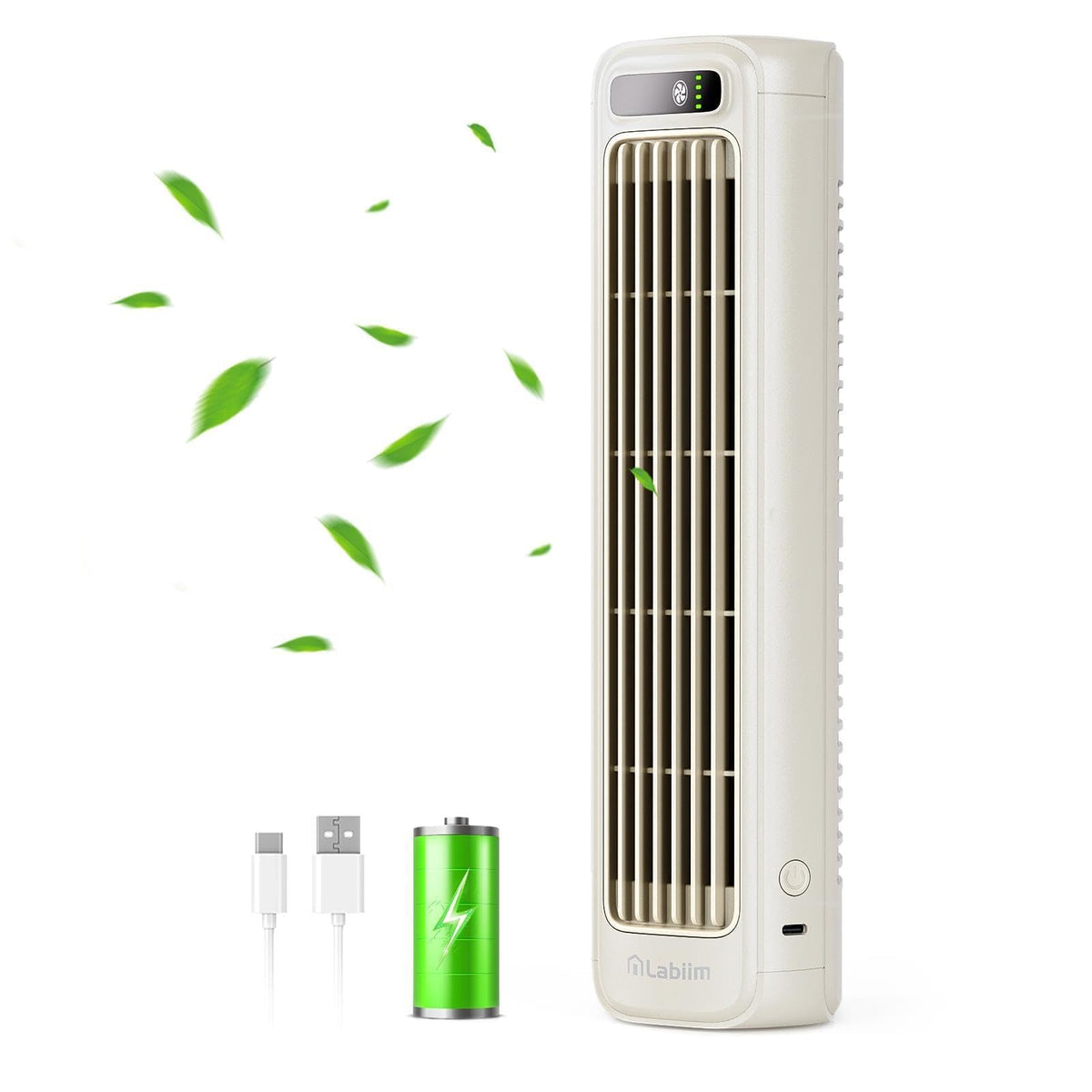Labiim Desk Fan, Rechargeable Fan For Saving Space, 5000Mah Battery Portable Bladeless Table Fan, 12 Inch Office Fan Small,With 