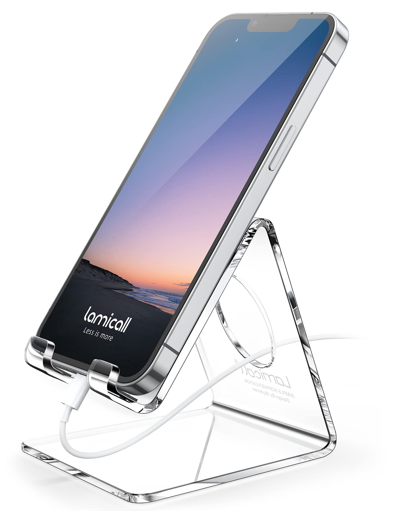 Lamicall Cell Phone Stand, Desk Accessories   Clear Office Cell Phone Holder, Acrylic Phone Stand For Desk, Desktop, Acrylic Off