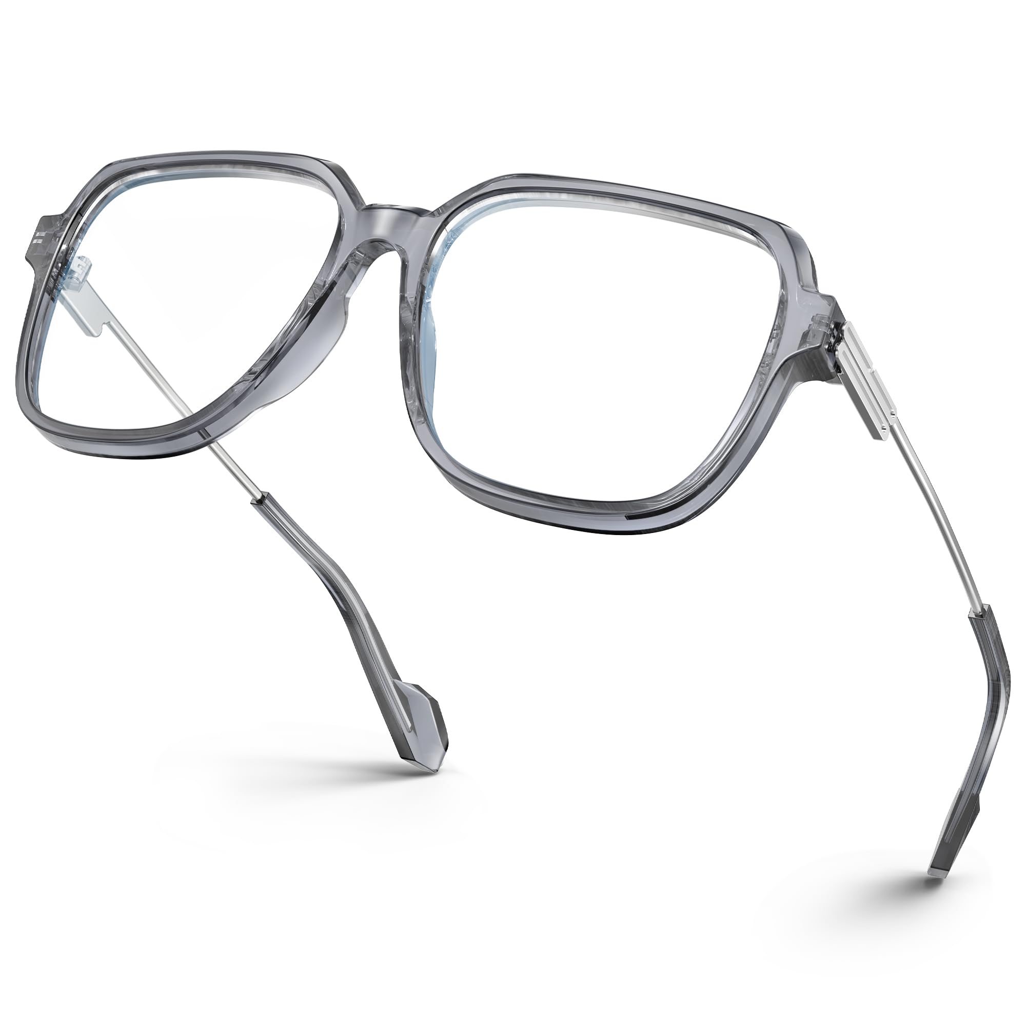 VISOONE Blue Light Glasses Smoke Grey Oversized Square TR90 Frame UV400 Ryan