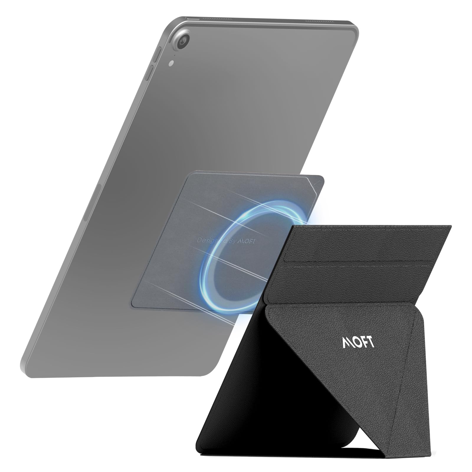 Moft Snap Tablet Stand Holder, Foldable And Adjustable In Portrait/Landscape, Ultra Slim Design Ipad Stand For Desk, Compatible With Ipad Pro Ipad Air 9.7' And Larger Tablets, Jet Black