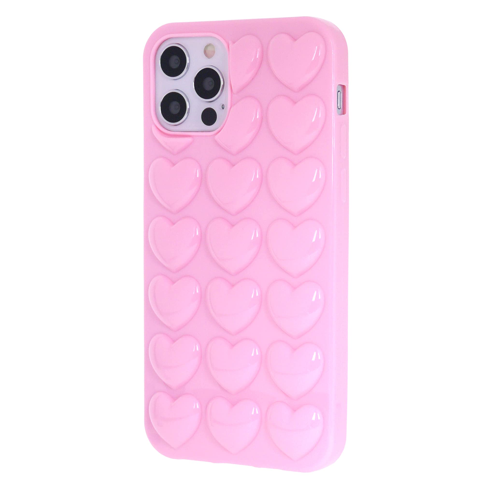 Dmaos Iphone 12 Mini Case For Women, 3D Pop Bubble Heart Kawaii Gel Cover, Cute Girly For Iphone12 Mini 5.4 Inch - Baby Pink