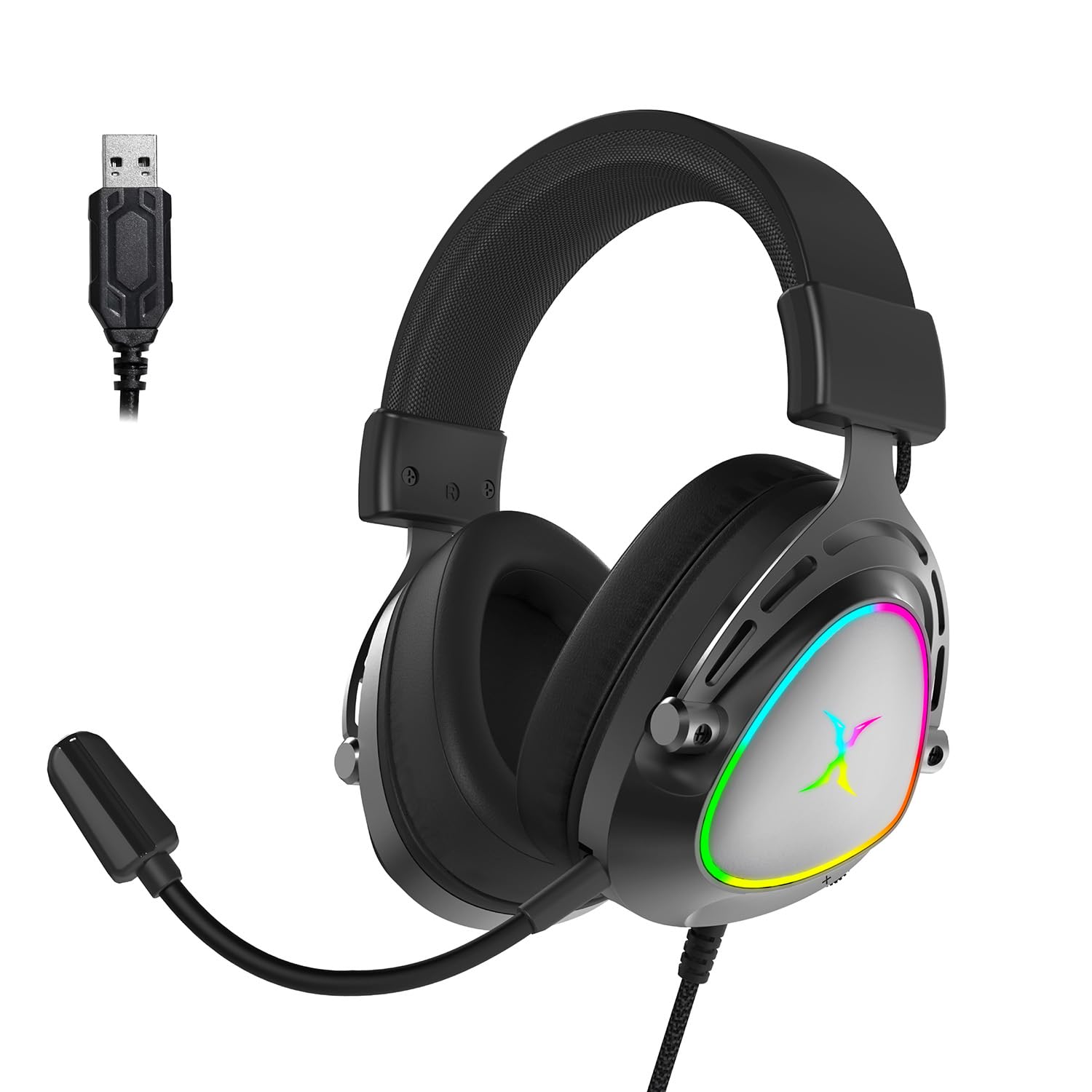 FOXXRAY HAU-50 Gaming Headset, 7.1 Surround Sound with Powerful 50mm Drivers, Detachable Microphone, Soft Earmuffs, Lightweight