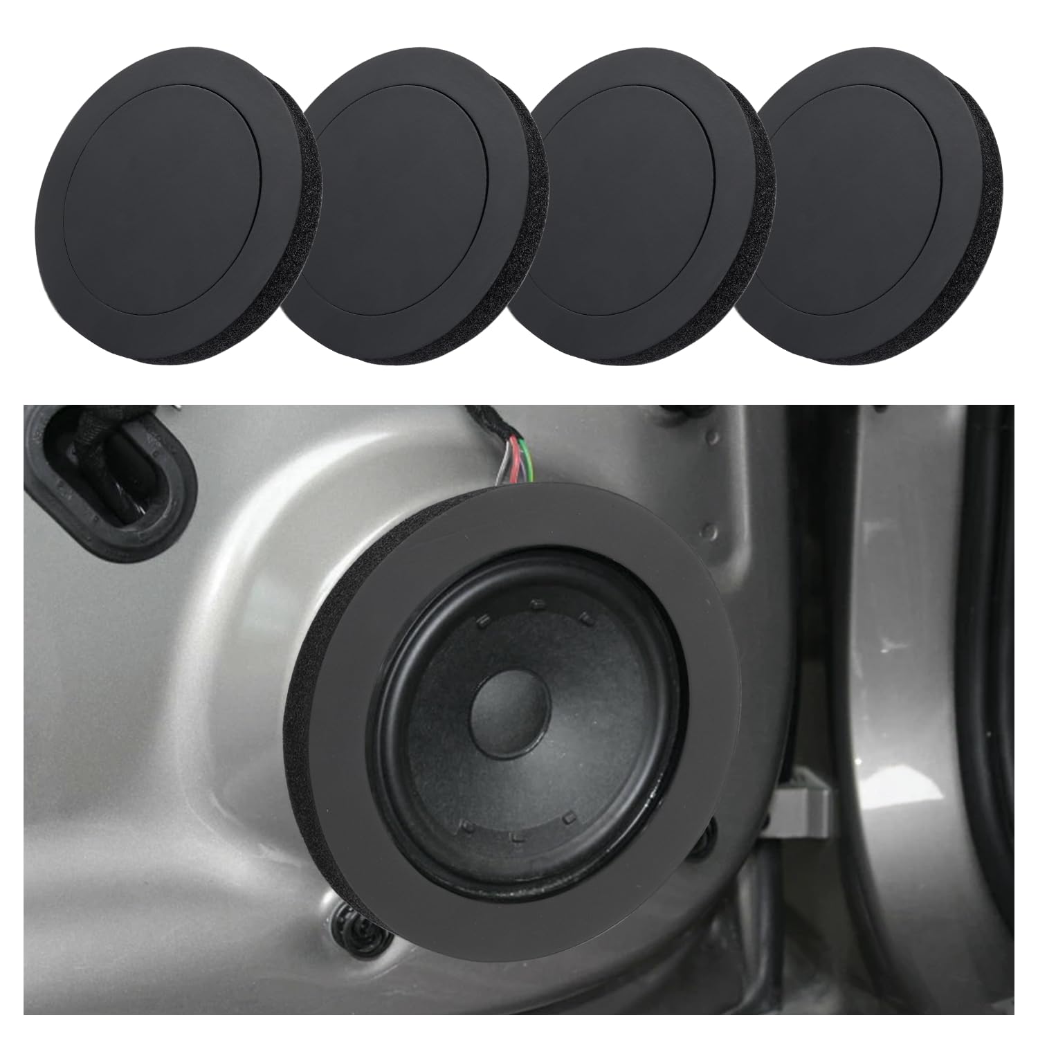 4Pcs Speaker Foam Enhancer,6.5'' Speaker Foam Rings For Enhancing Stereo Sound In Car Speakers,Universal Self Adhesive Speaker G
