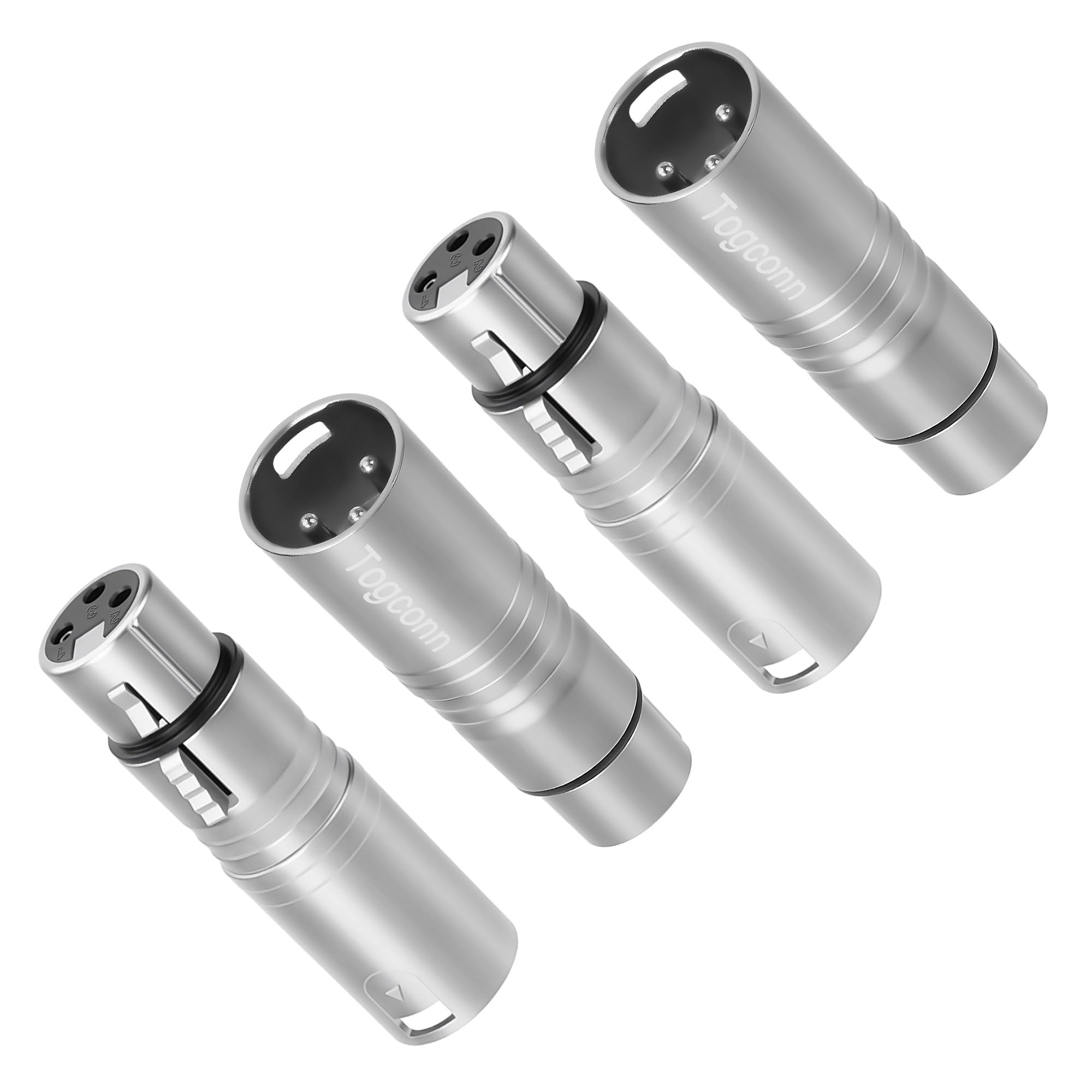 Togconn XLR Microphone Adapter 4 Pack, 3-Pin XLR Male to Female Mic Audio Extension Connector Converter for Speaker,Mixers,Studi