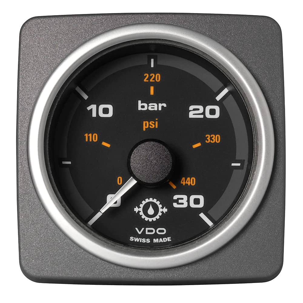 Veratron 52 Mm (2-1/16'') Acqualink Transmission Oil Pressure 30 Bar/440 Psi - Black Dial & Bezel,WBAUVB09B3LT4ZG