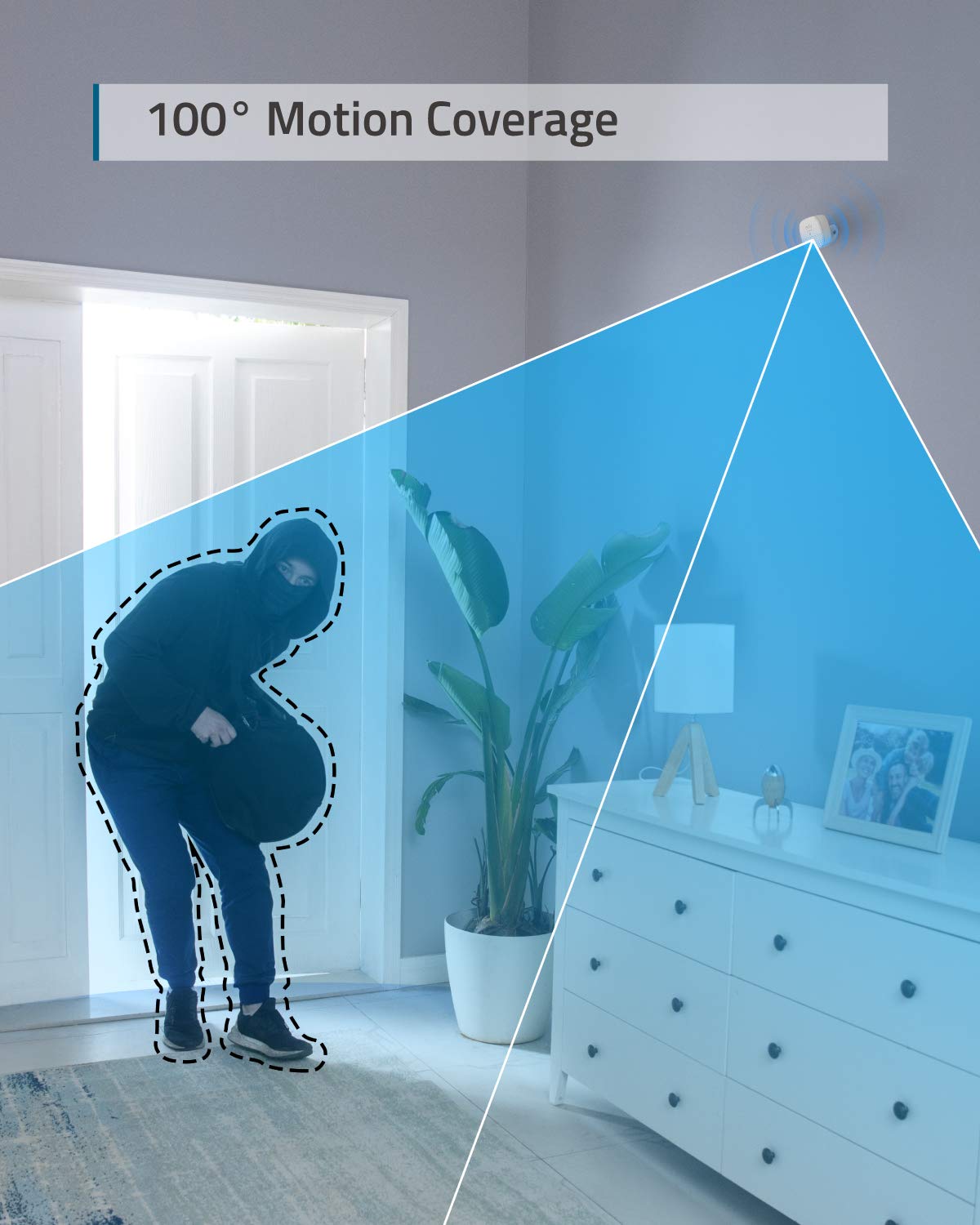 Eufy Security Motion Sensor, Home Alarm System, 100 Coverage, 30 Ft Detection Range, 2 Year Battery Life, Adjustable Sensitivity