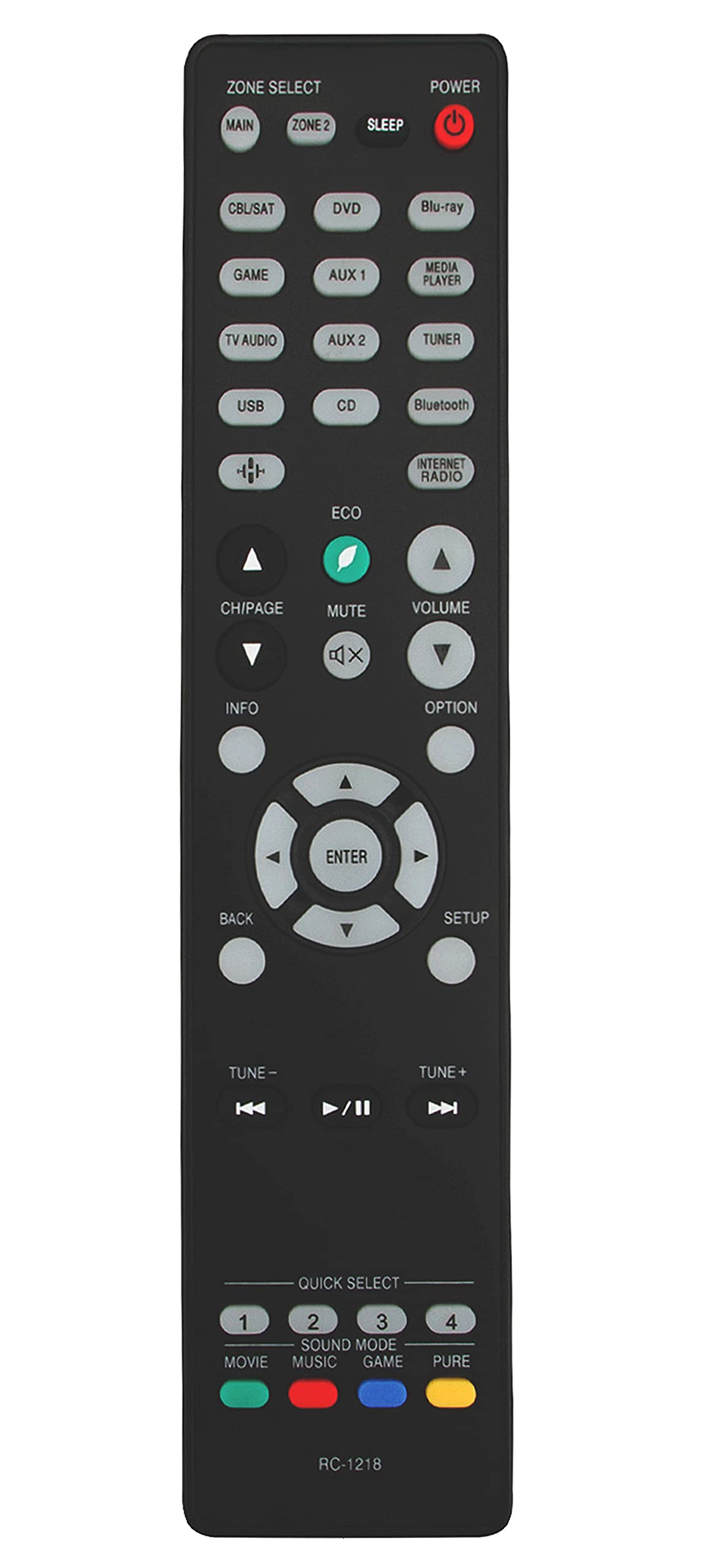 RC-1218 Remote Replacement Compatible with Denon Receiver AVR-X3400H AVR-3400H AVR-S930H AVR-X2400H AVR-X1400H AVR-S730H AVR-S740H AVR-S750H AVR-S900W AVR-S910W AVR-S920W AVR-S940H AVR-S950H