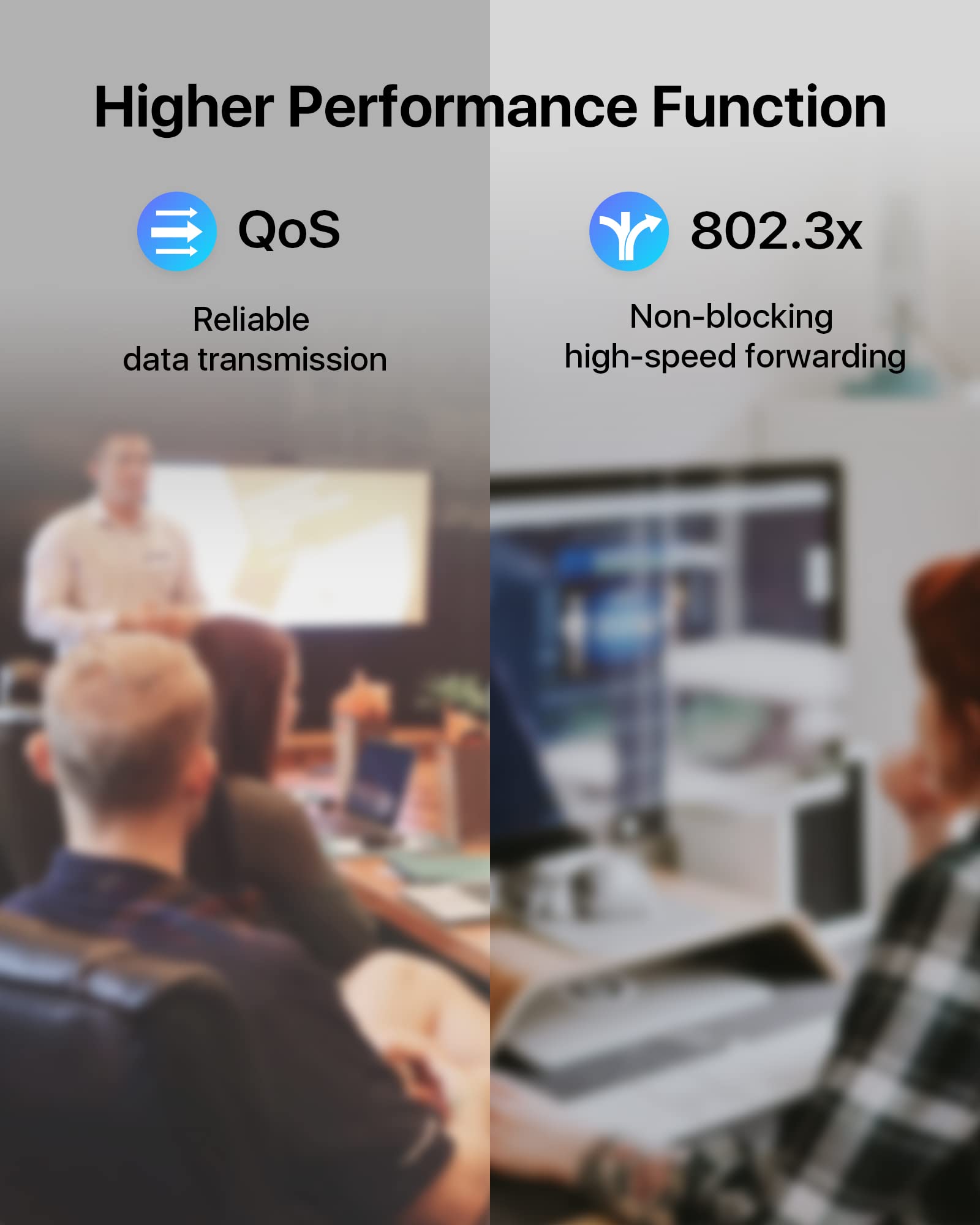 8 Port Gigabit Poe Switch With 2 Gigabit Uplink Port, 96W For 8 Port Poe+ 1000Mbps, Ieee802.3Af/At Unmanaged Ethernet Network Sw