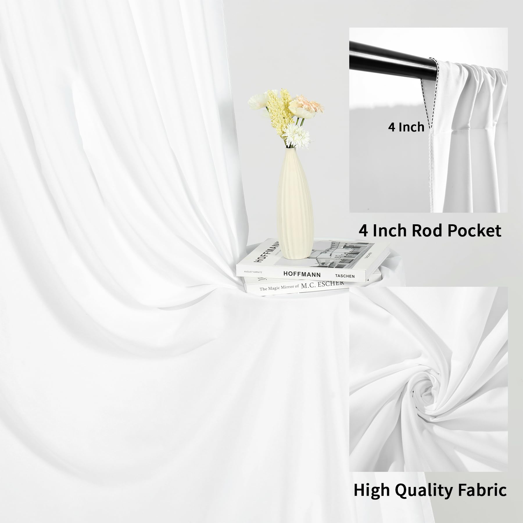 20X10Ft White Backdrop Curtains For Parties - Haefoo Photography Backdrops For Wedding, Birthday, Baby Shower Party Background D