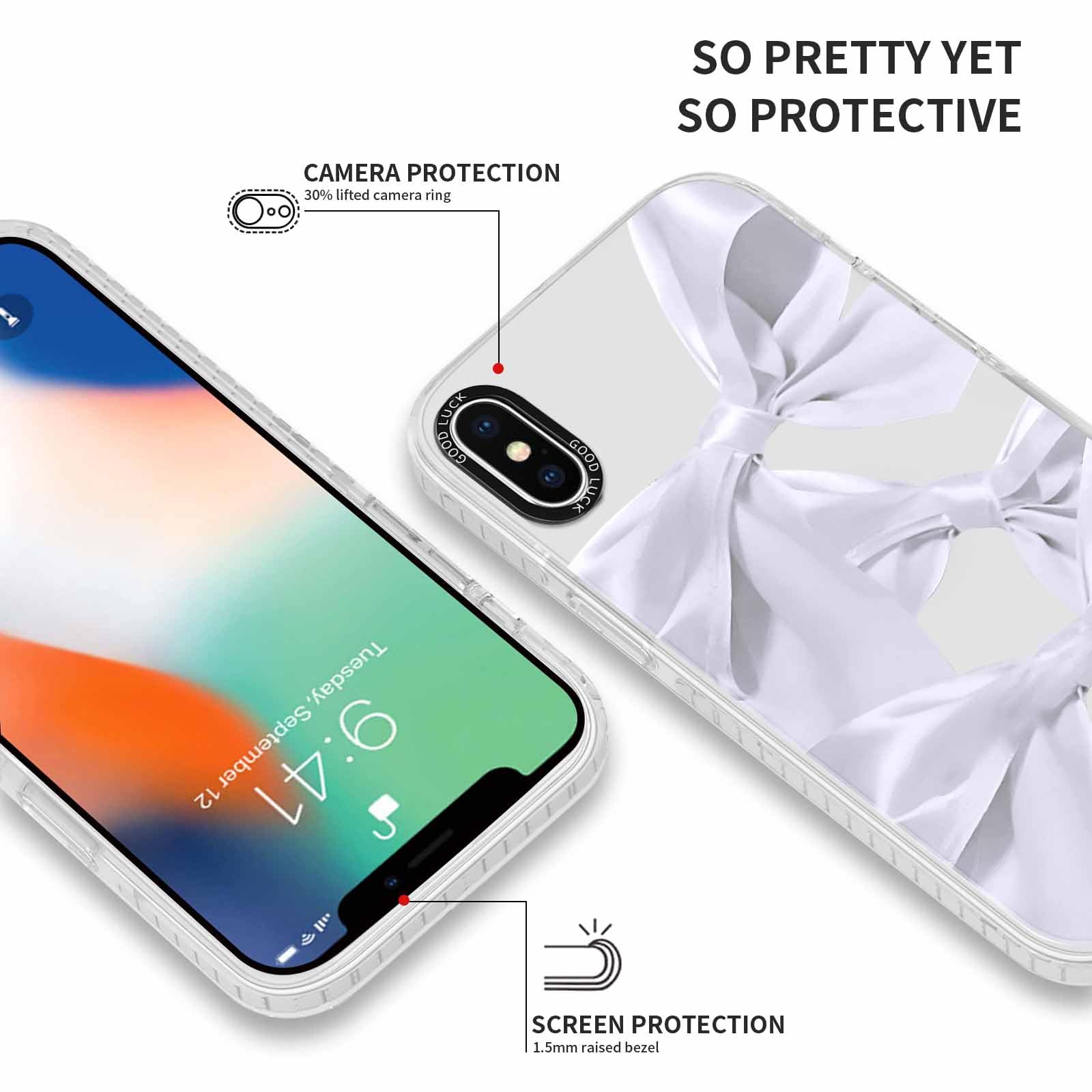 Rumdey 2 Pack Clear Bow Phone Case For Iphone X/Xs 5.8 Inch, Cute Aesthetic Pattern Design Protective Soft Slim Shockproof Tpu B