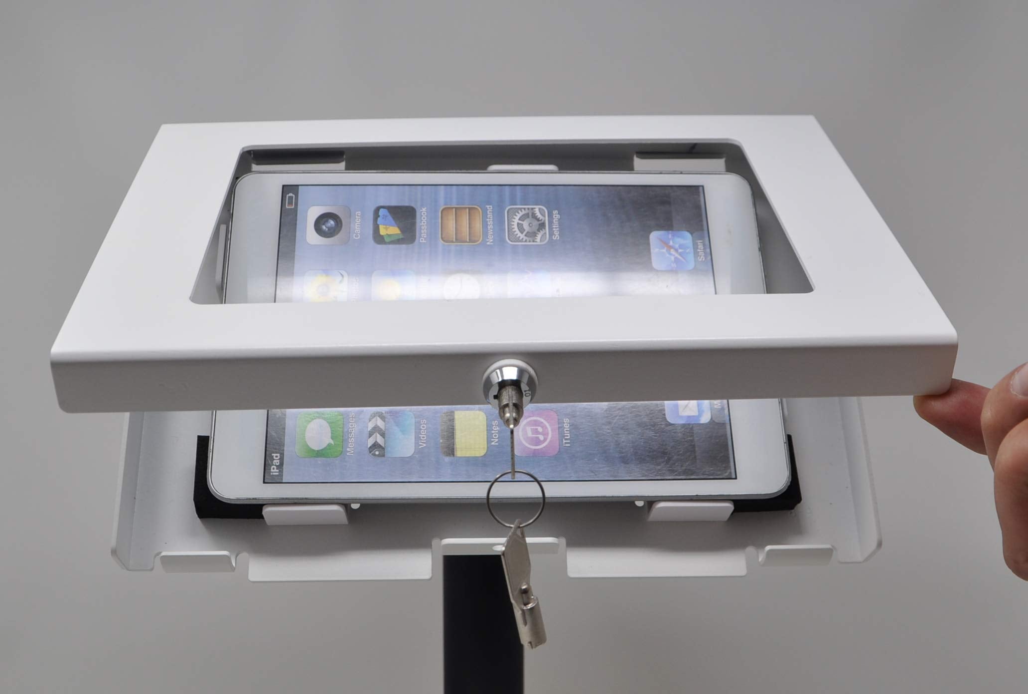 Tabcare Locking Security Metal Case For Ipad Mini Used As Kiosk, Pos, Store, Show Display (White, Ipad Mini 4/5)