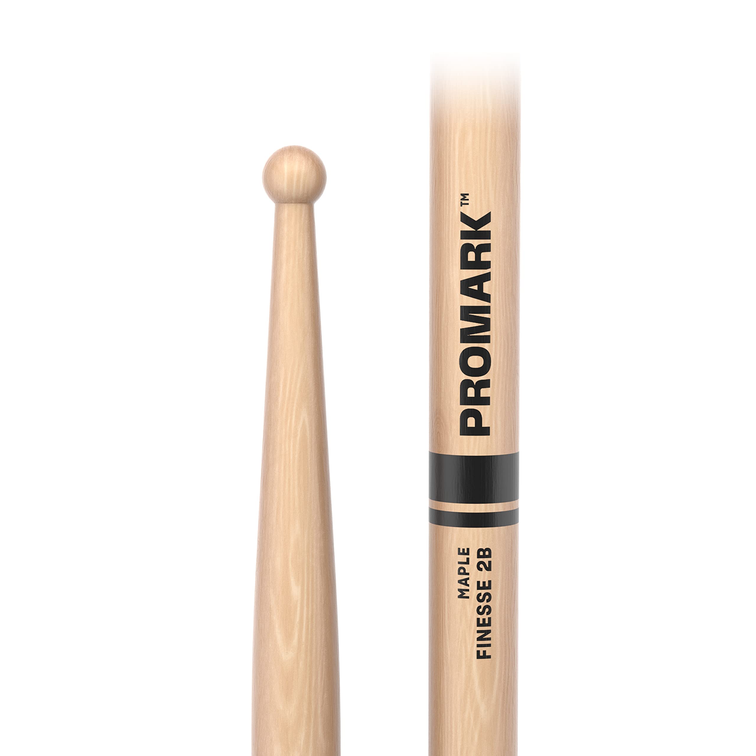 Promark Finesse 2B Maple Drumsticks, Small Round Wood Tip, One Pair