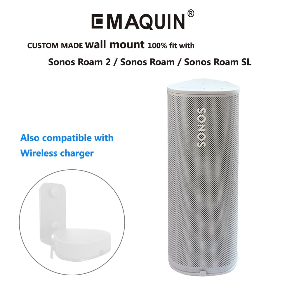 Emaquin Wall Mount Bracket For Sonos Roam 2/Sonos Roam/Sonos Roam Sl(Drill Free,Sturdy Metal,Enduring Paint Finish,Easy Install