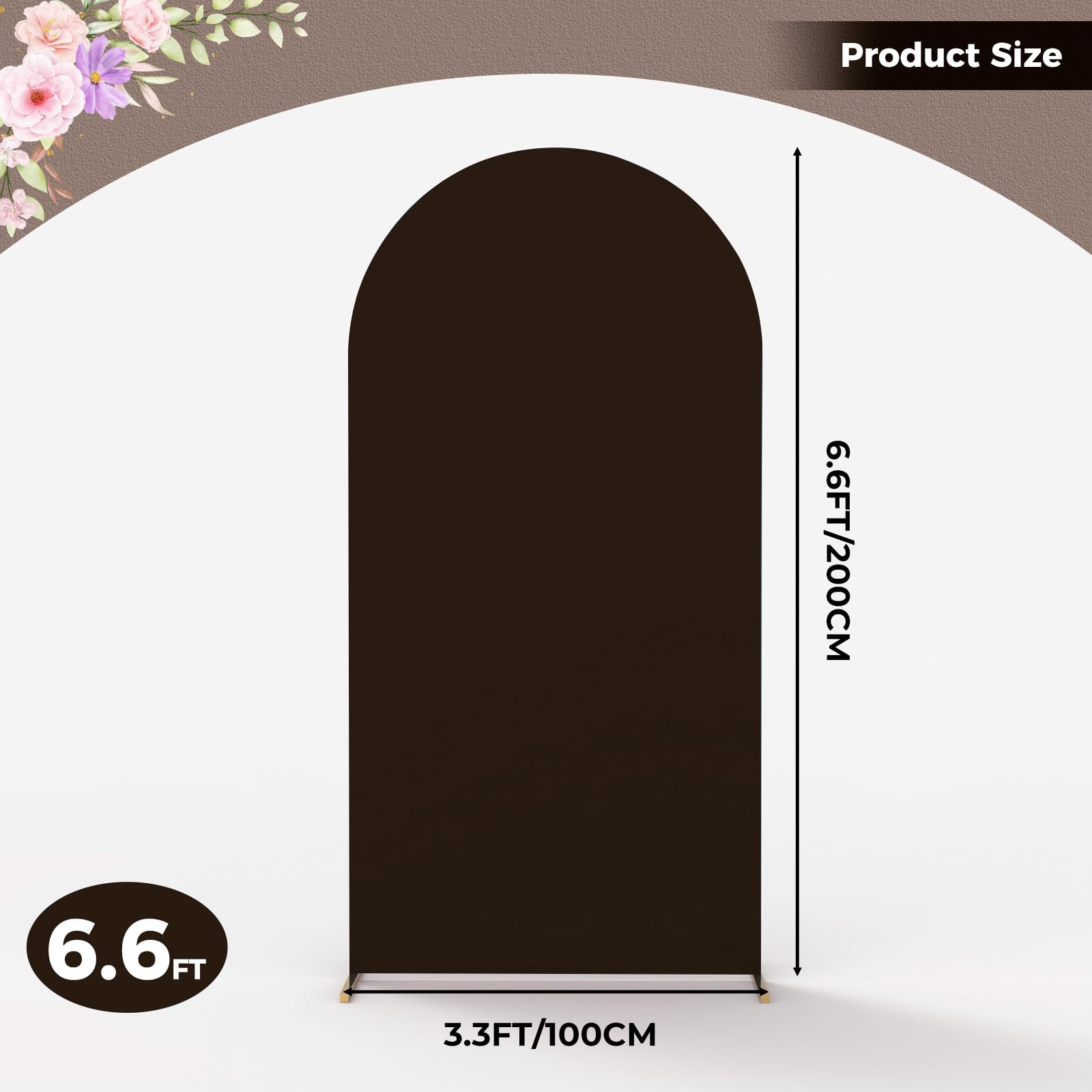 Babenest 6.6Ft Brown Wedding Arch Cover, Spandex Fitted Arch Backdrop Cover For Photography, Round Top Chiara Stand Cover For Pa