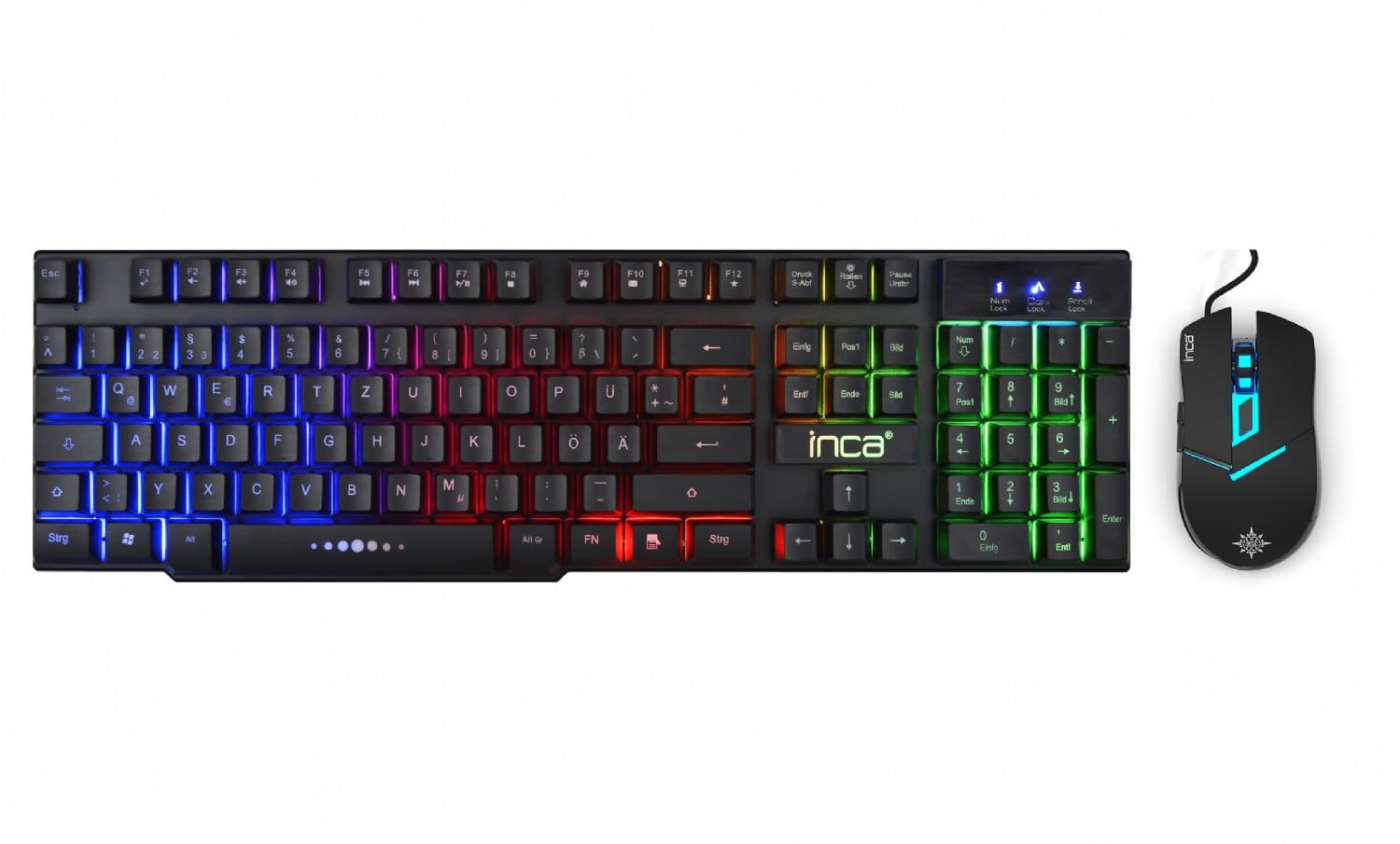 INCA IKG-448 Gaming Keyboard with Mouse, RGB, German