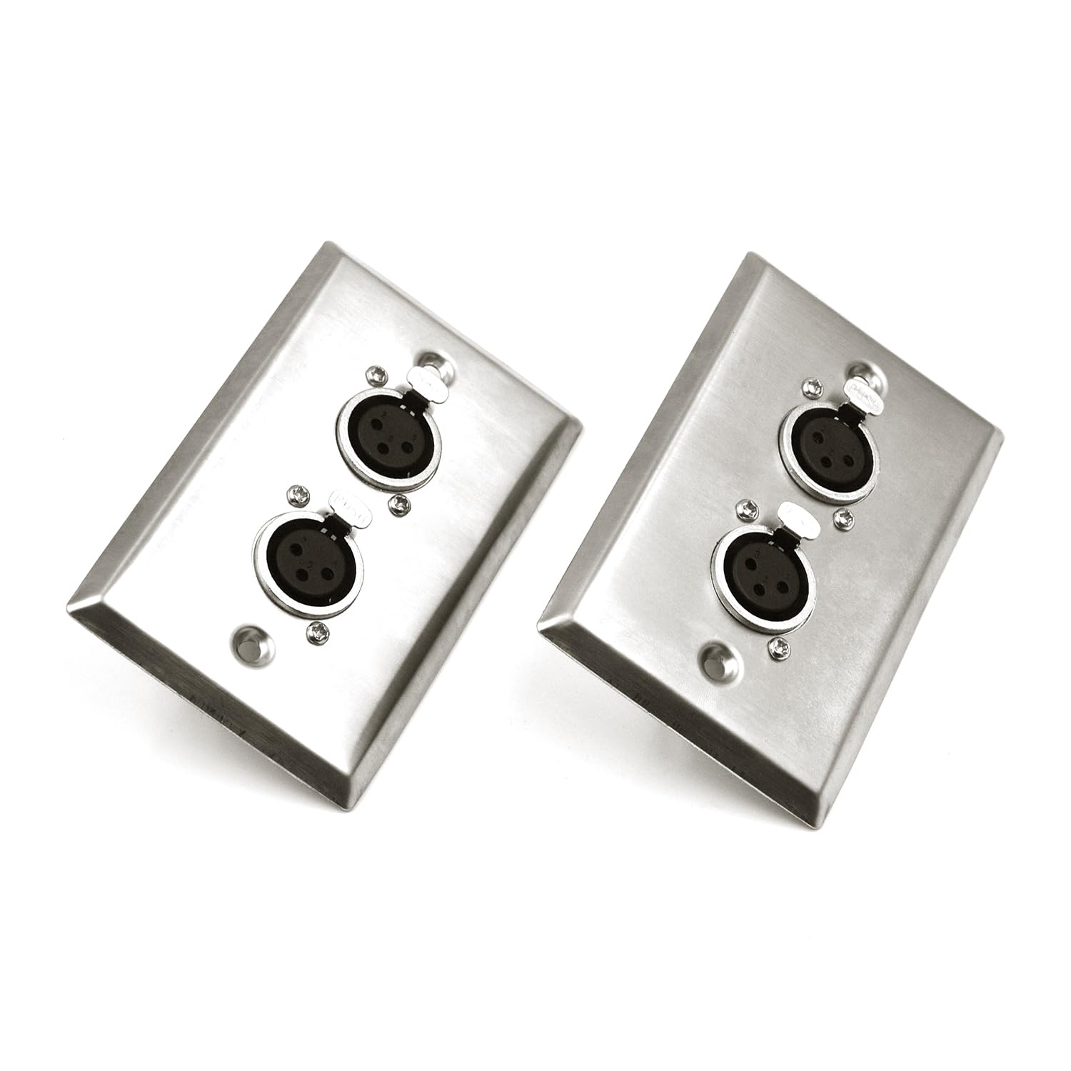 Zhupoub Dual Xlr Plugs And Plates Audio Speakers Dual Xlr Female Connectors Stainless Steel Wall Plate (2Pack) Silver