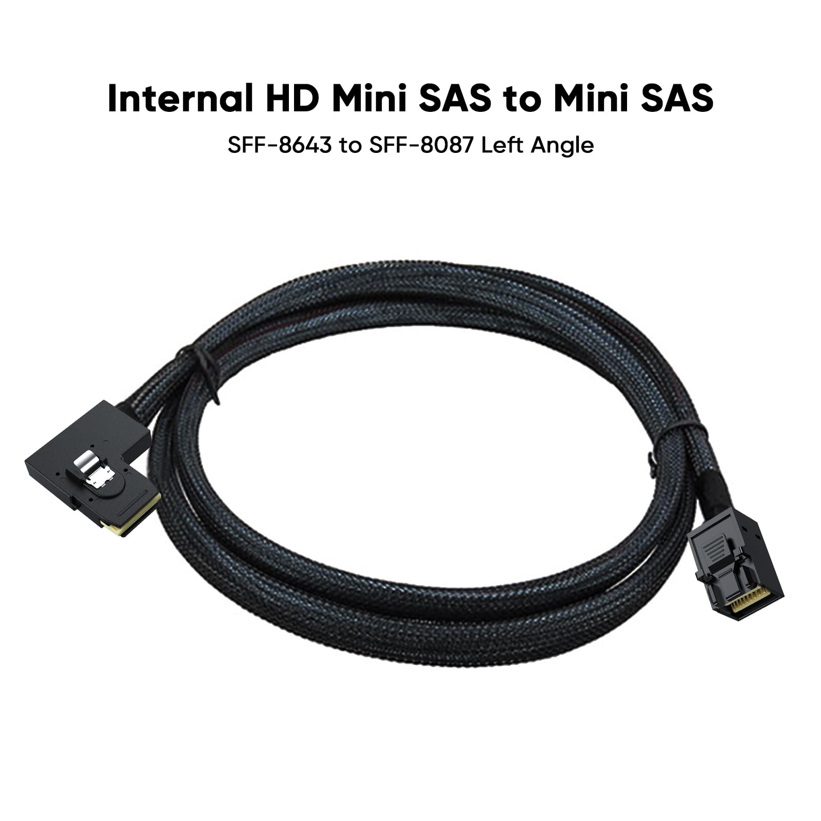 Cablecreation Internal Mini Sas Hd Cable, 3.3Ft Mini Sas Sff 8643 To Left Angle Mini Sas 36Pin Sff 8087 Cable, Mini Sas 36Pin To