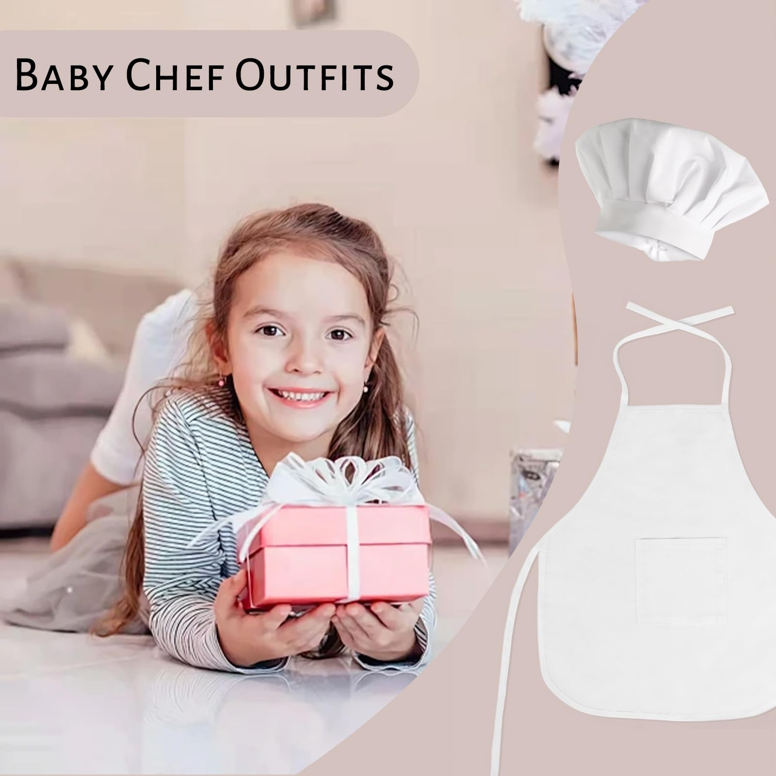 Amor Present 2Pcs Baby Chef Outfits, Baby Photography Prop Baby Photo Outfit Baby Chef Costume Chef Hat Apron