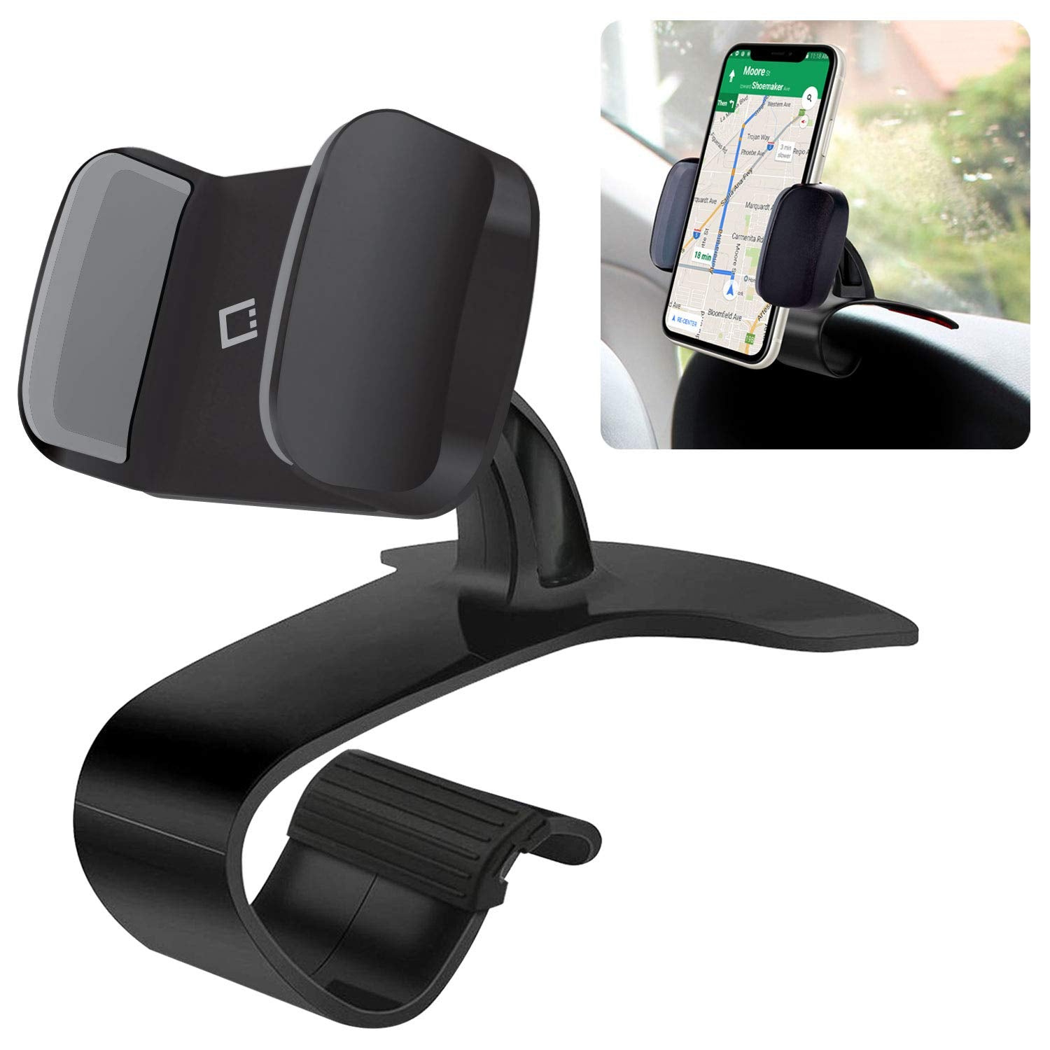 Phone Holder For Car, Dashboard Cell Phone Holder   Clip On Dashboard Car Cradle Compatible For Iphones, Samsung Galaxy Smartpho