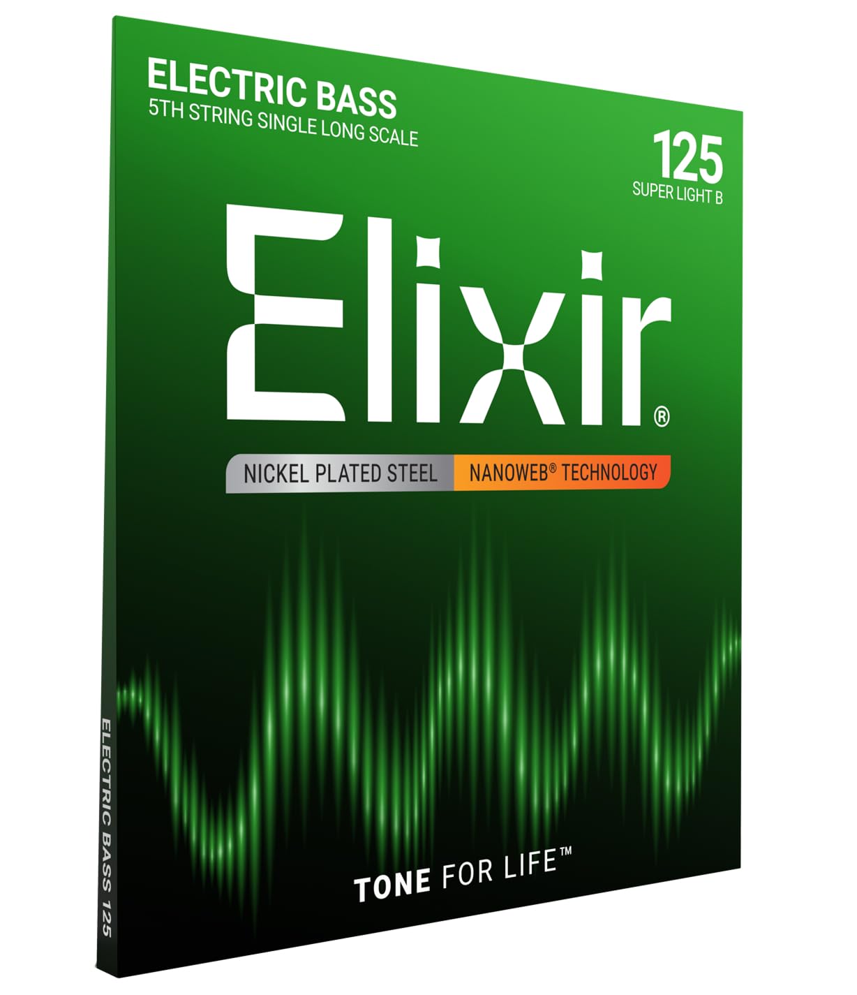 Elixir    Strings Nickel Plated Steel With Nanoweb    Coating, Custom Bass 5Th String Single, Super Light B, Long Scale (.125)